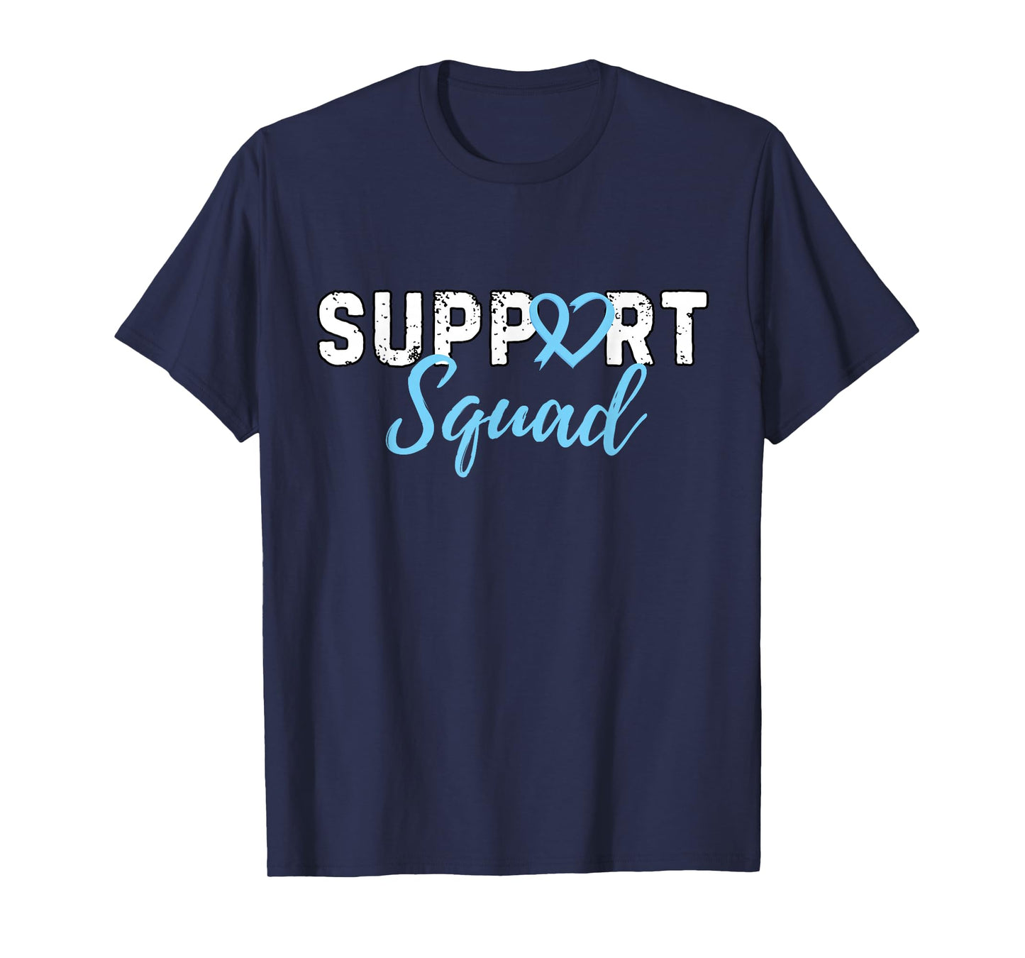 Support Squad Prostate Cancer Heart Light Blue Ribbon Retro T-Shirt