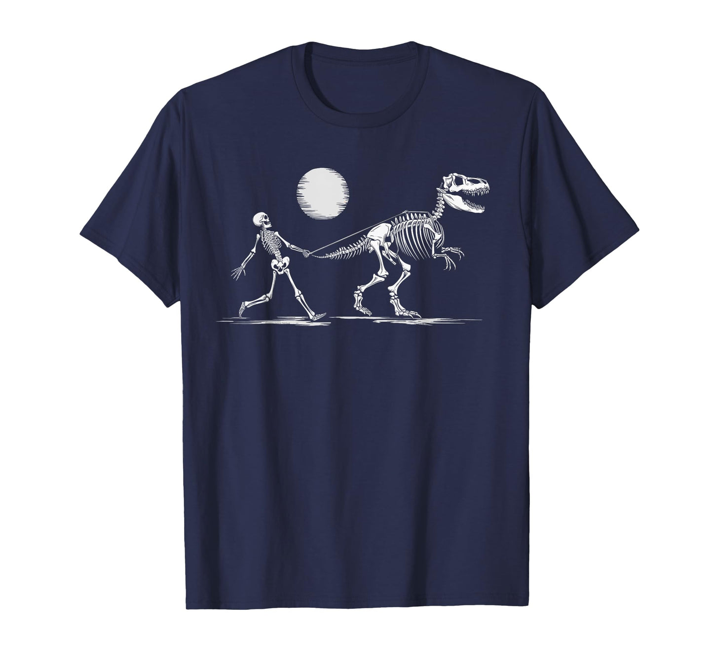 Funny Skeleton T-Rex Boys Girls Skeleton Walking a Dinosaur T-Shirt