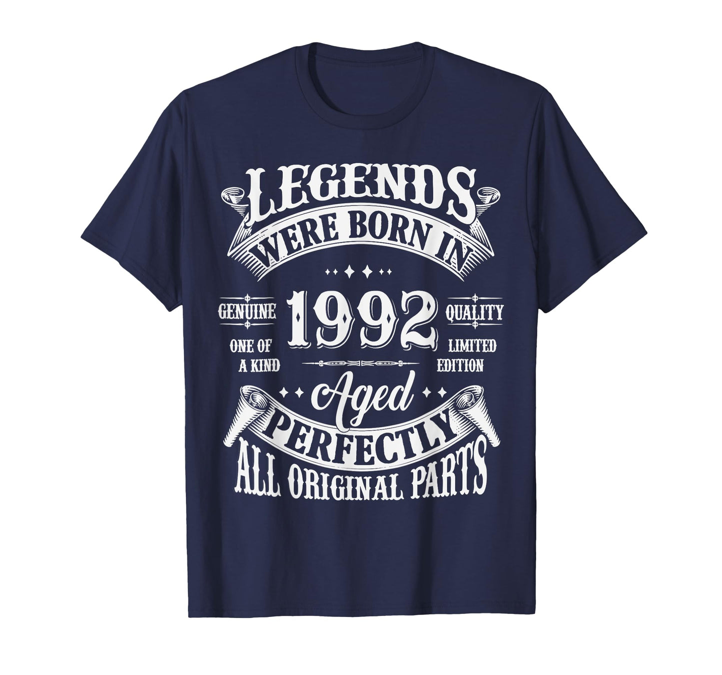 33rd Birthday Tee 33 Years Old Vintage Legends Born In 1992 T-Shirt