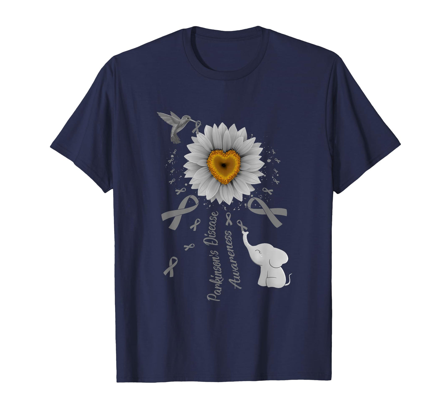 Sunflower Hummingbird Elephant Parkinson's Disease Awareness T-Shirt