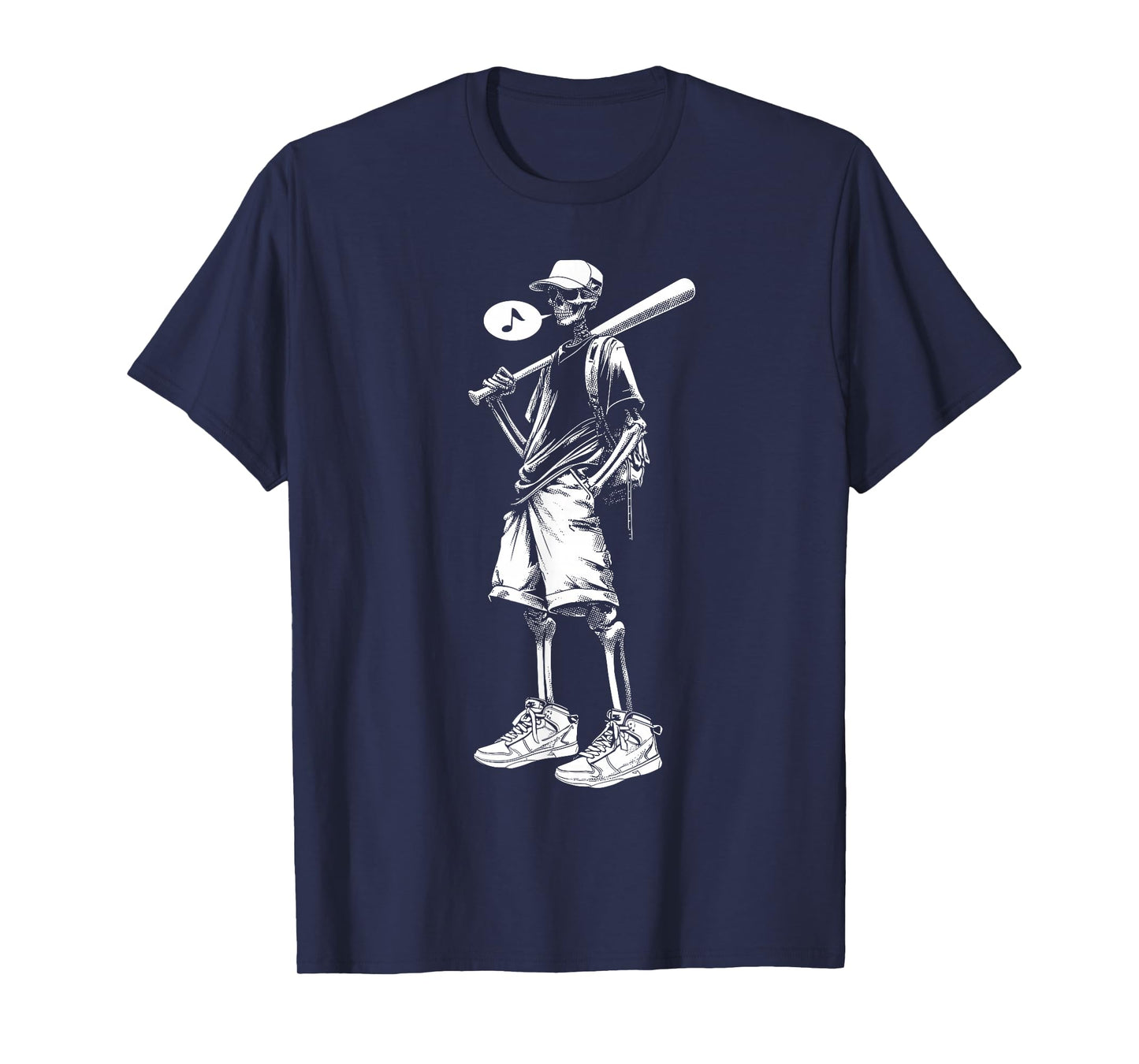 Halloween Skeleton Baseball Graphic Scary Spooky T-Shirt