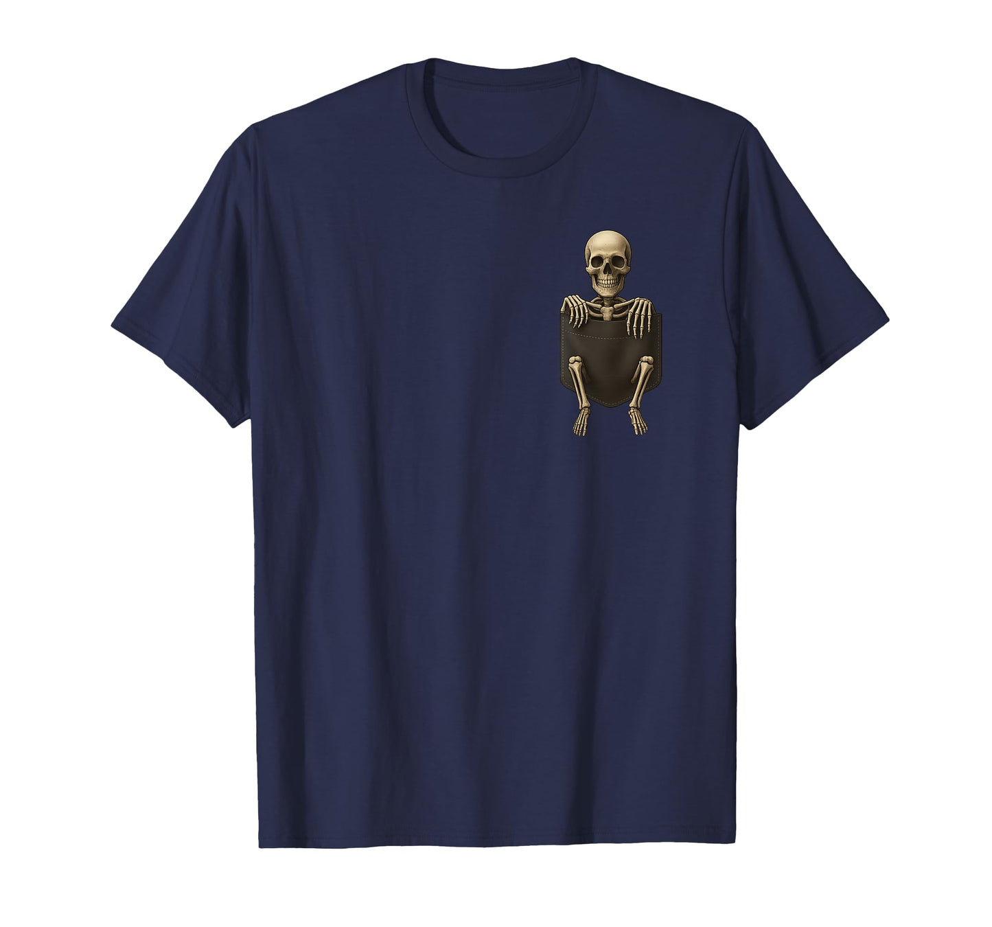 Pocket Skeleton Halloween Creepy Skull Funny Spooky Bones T-Shirt