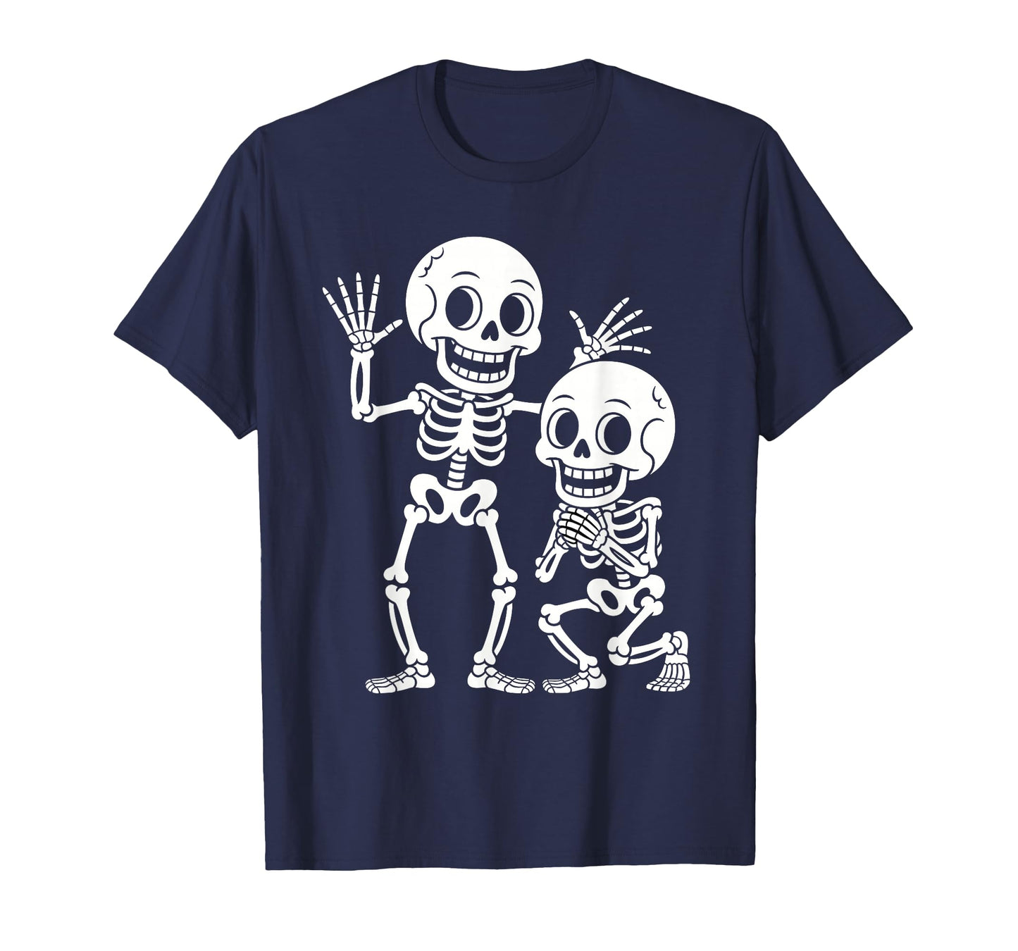 Funny Cartoon Skeleton Duo Halloween Spooky Characters T-Shirt