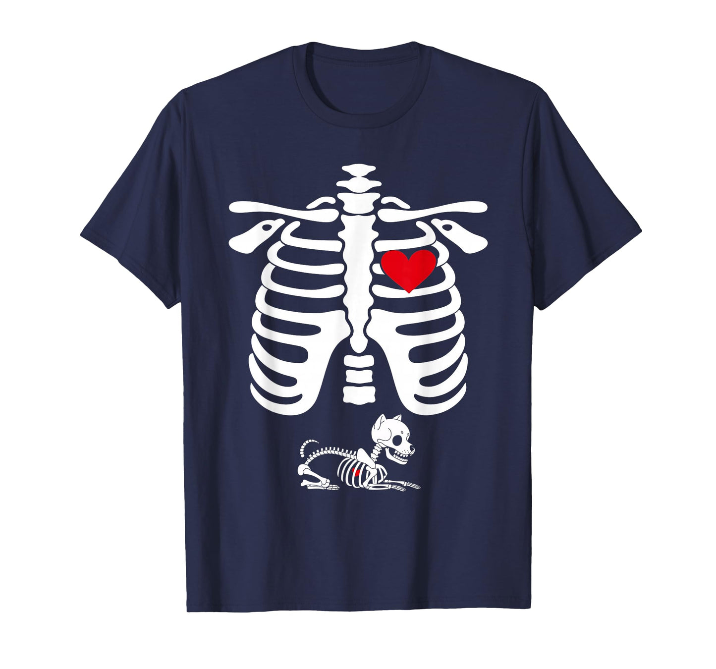 Skeleton Pregnancy Announcement Shiba Inu Dog Halloween T-Shirt