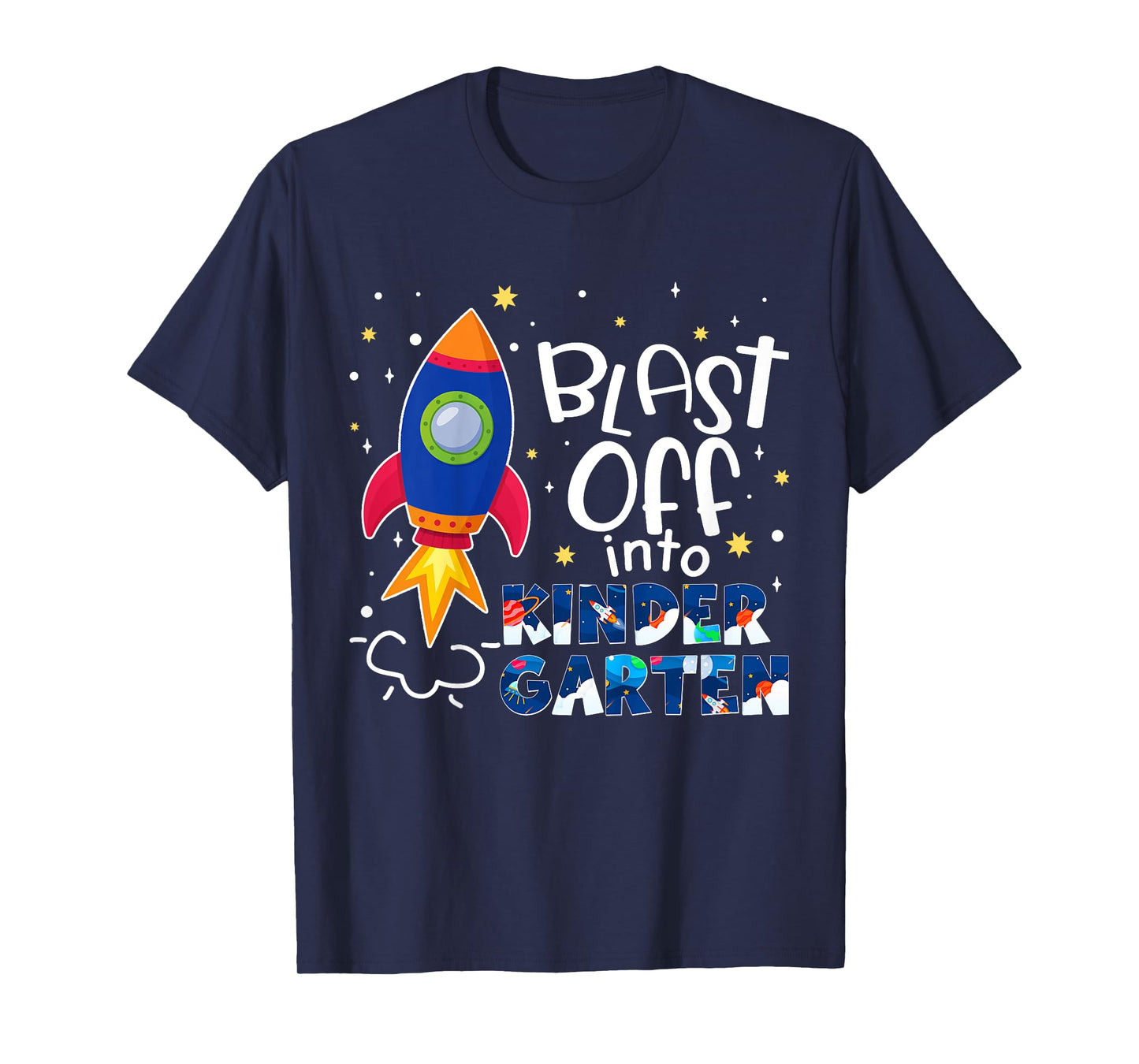 Kids Blast Of Into Kindergarten Spaceship First Day Of School Boy T-Shirt