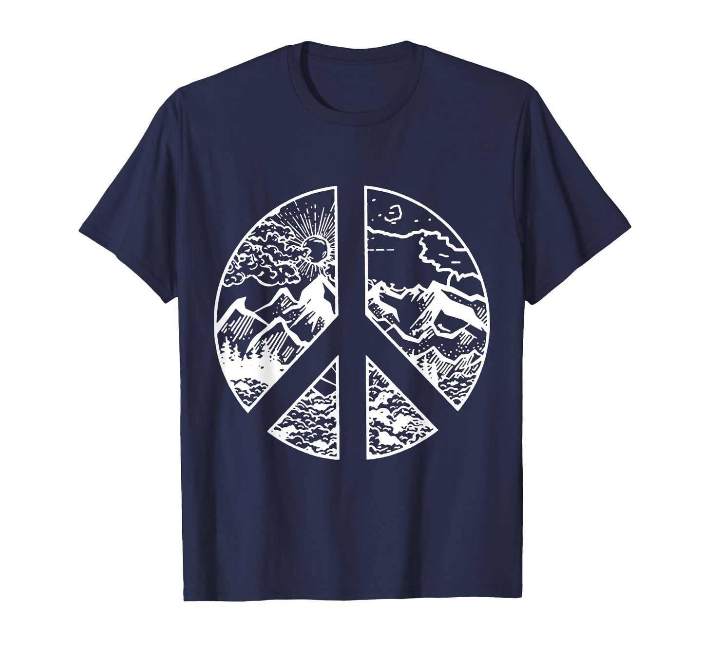 Nature Peace Outdoor Adventures Mountain Peace Sign Hippie T-Shirt