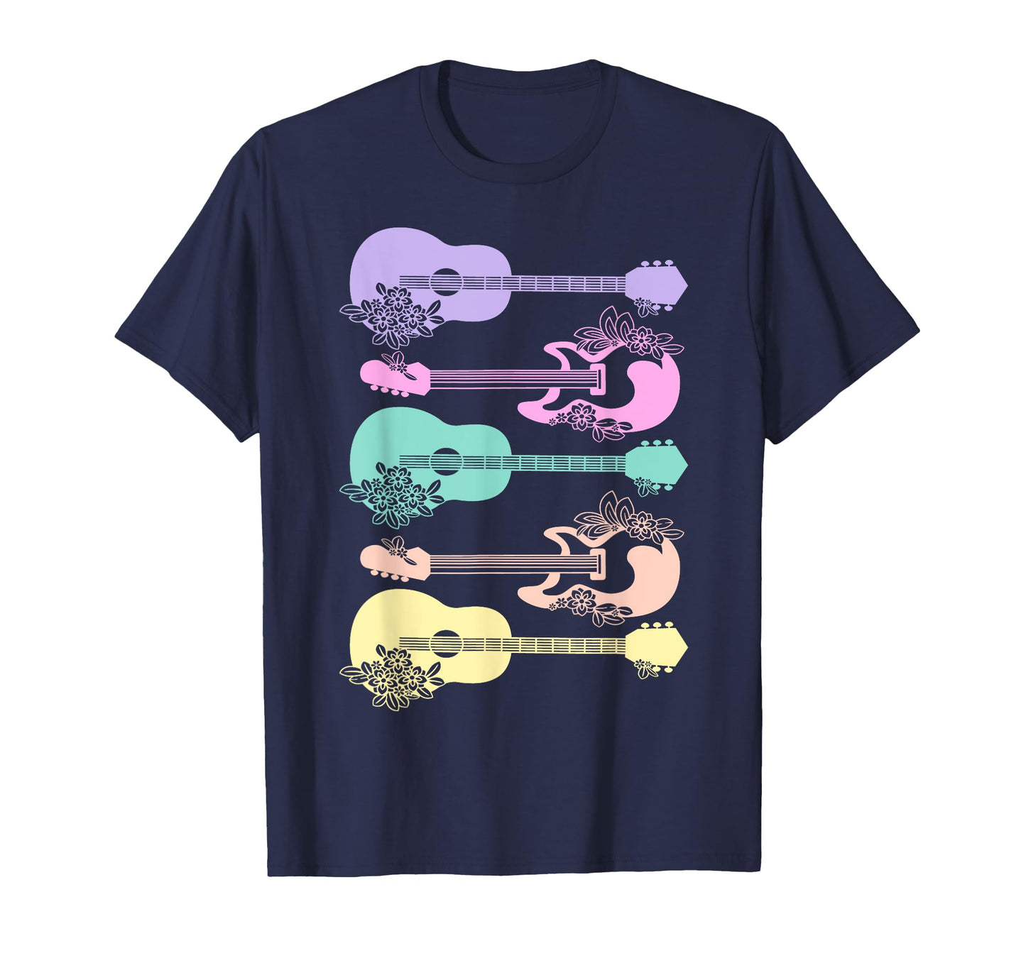 Guitar Lover Girls Pastel Theme Guitars Flowers Music Band T-Shirt