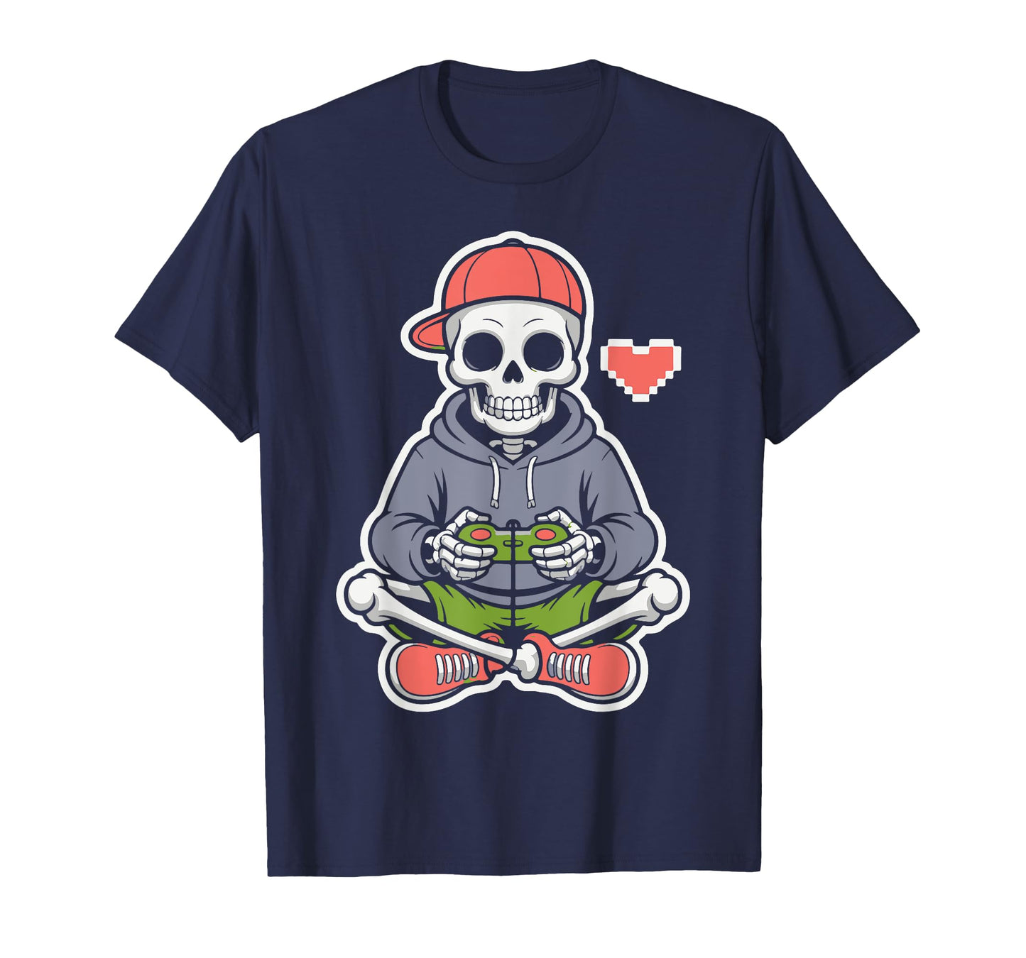 Glow Skeleton Gamer Halloween Boys Kids Funny Video Gaming T-Shirt