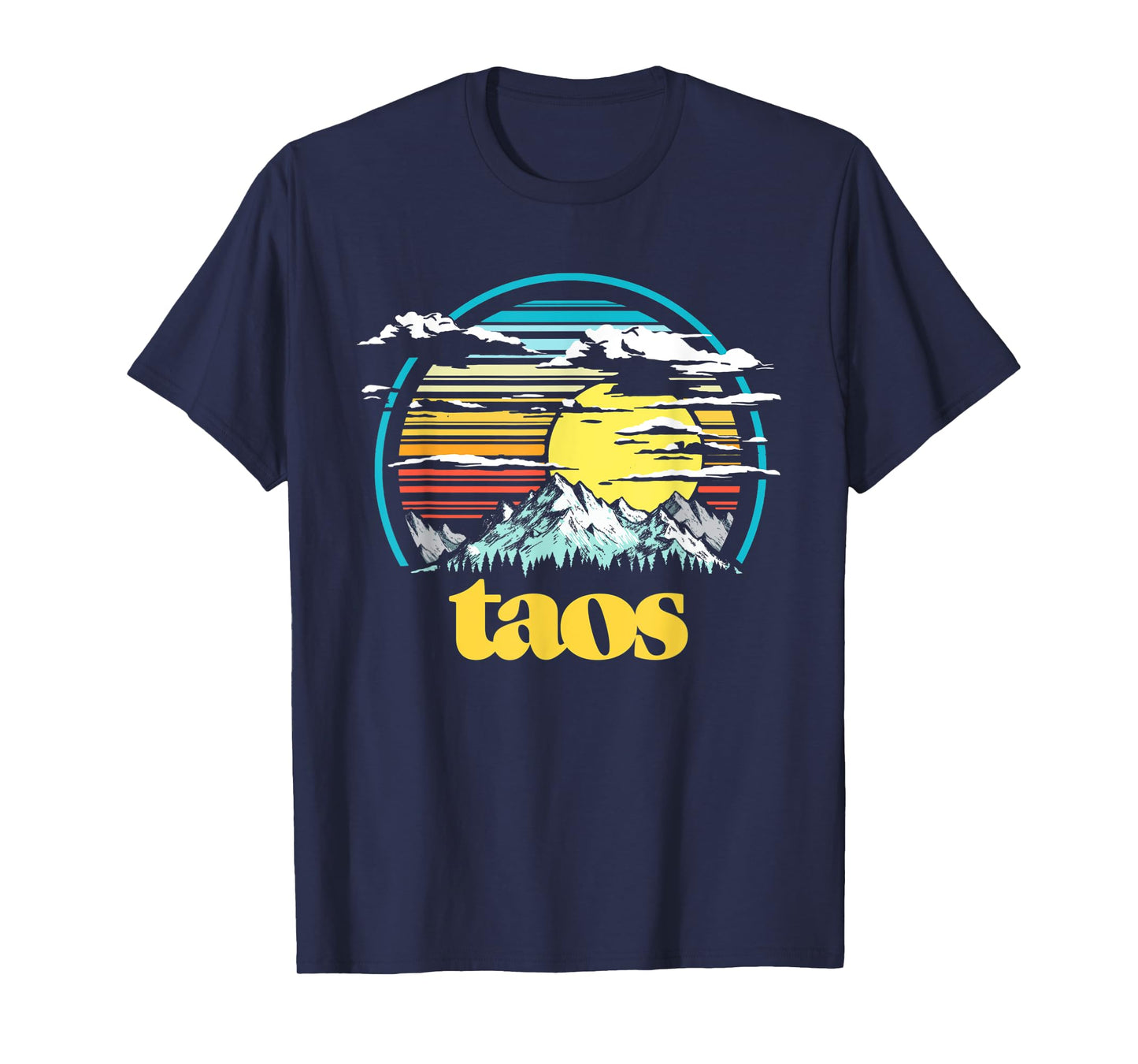 Retro Taos New Mexico Vintage 80s Style Mountains & Sun T-Shirt