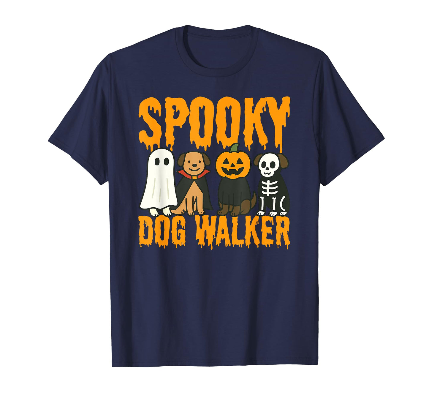 Spooky Dog Walker Halloween Costume Design T-Shirt