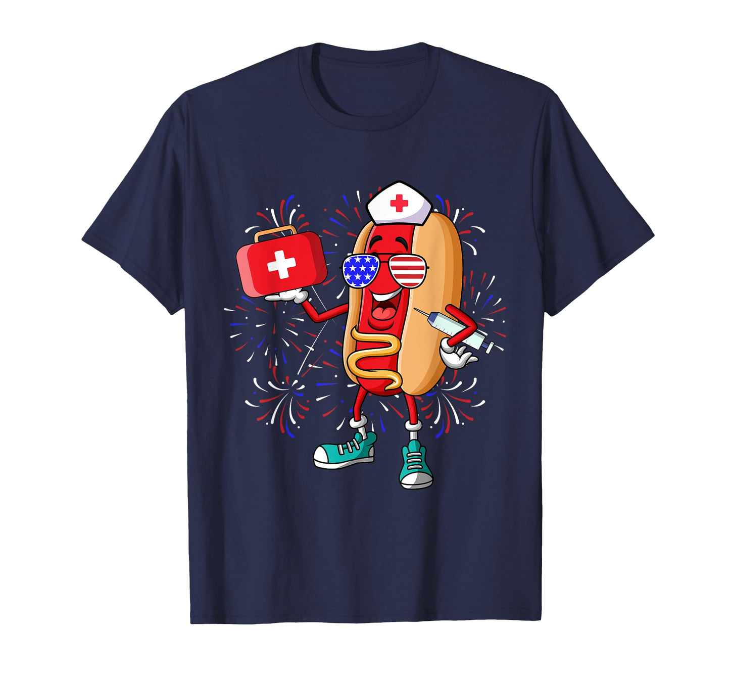 Nurse Anesthetists 4th Of July Funny American Hot Dog T-Shirt