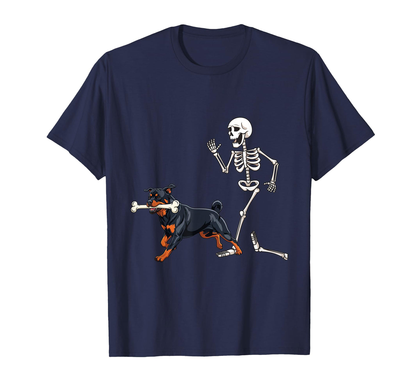 Funny Halloween Rottweiler and Skeleton T-Shirt