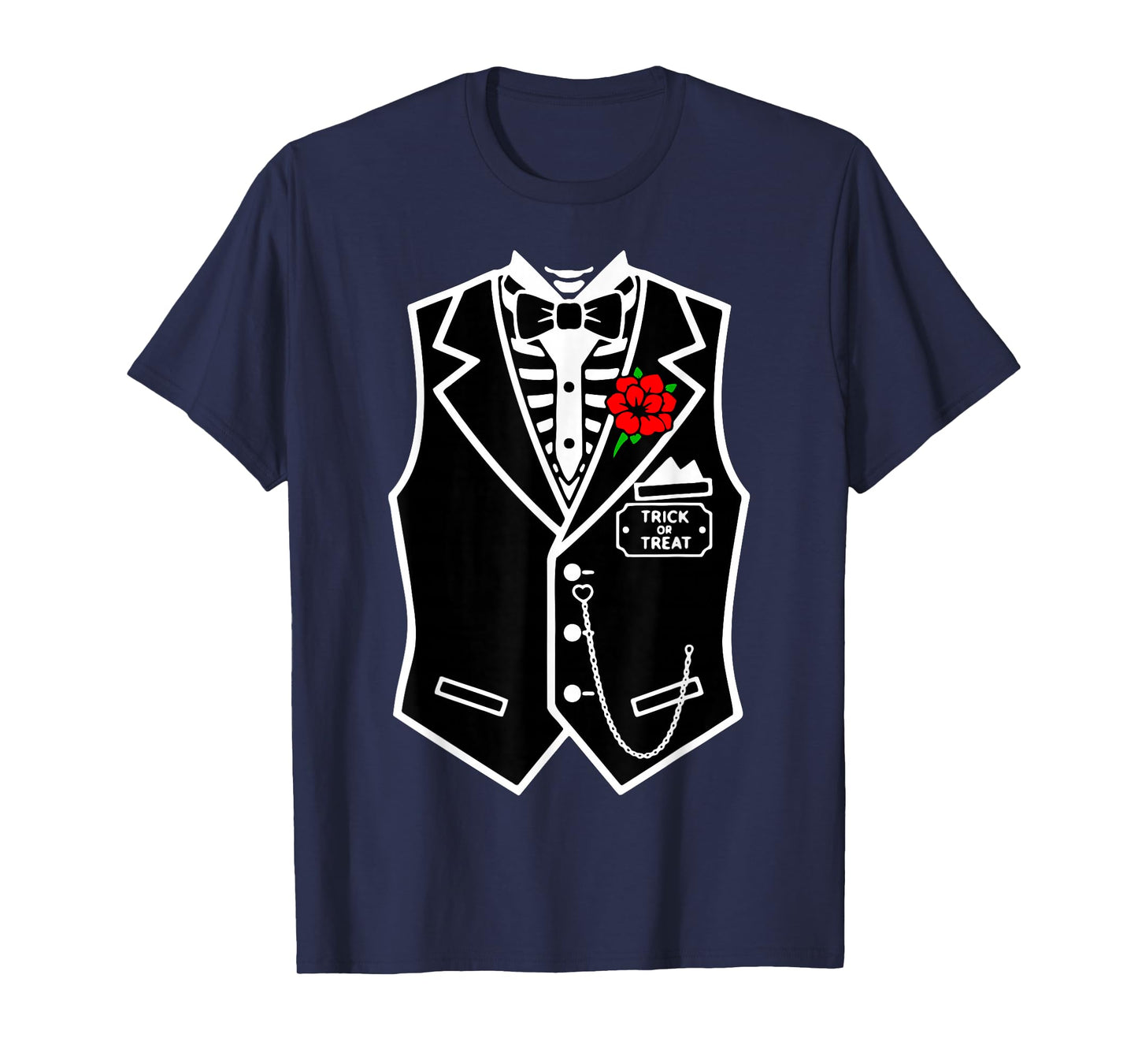 Skeleton Tuxedo with a Bow Tie Funny Halloween Costume T-Shirt