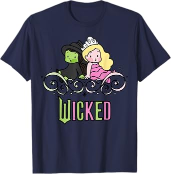 Wicked Elphaba & Glinda Together Playful Cartoon Style T-Shirt
