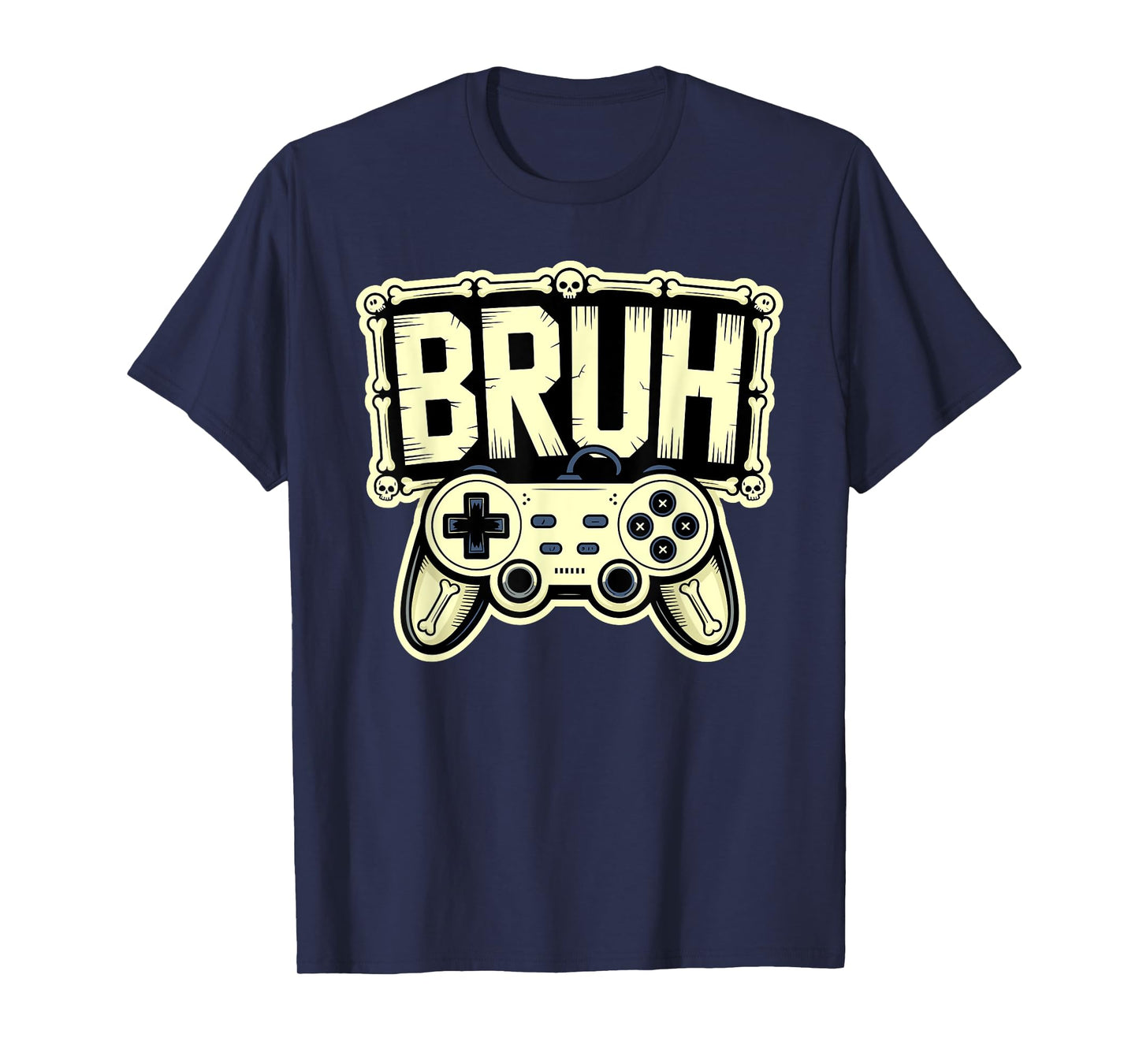 Spooky Bruh Skeleton Gamer Controller for Halloween Fans T-Shirt