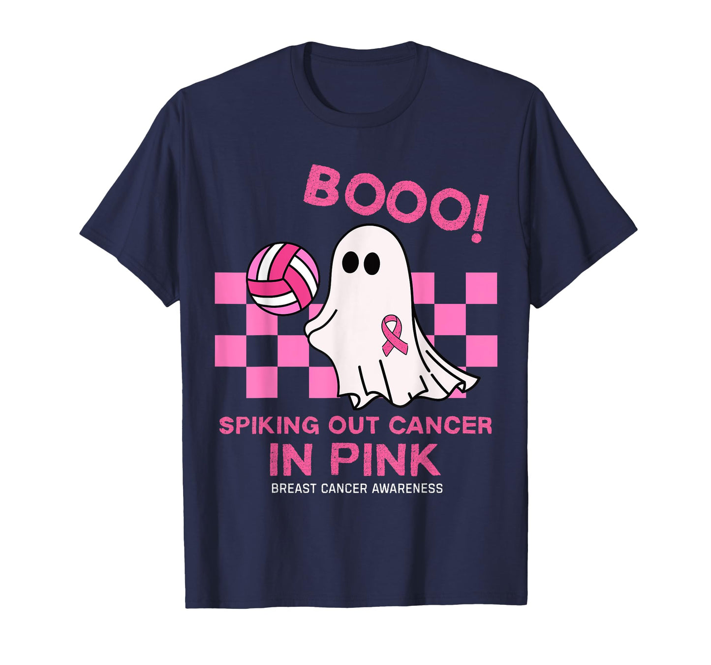 Spooky Volleyball Halloween Breast Cancer Awareness T-Shirt