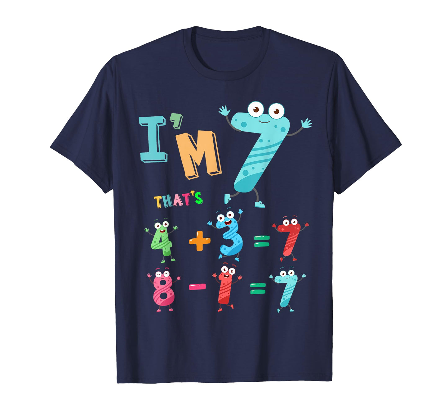 Maths 7th Birthday Outfit Idea For Kids & 7 Year Old Numbers T-Shirt