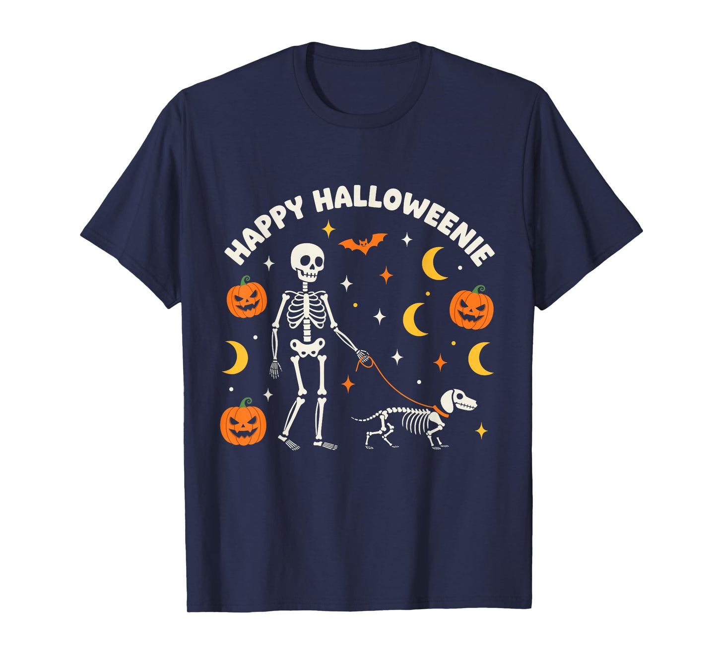 Happy Halloweenie Funny Halloween Skeleton Dachshund Dog T-Shirt