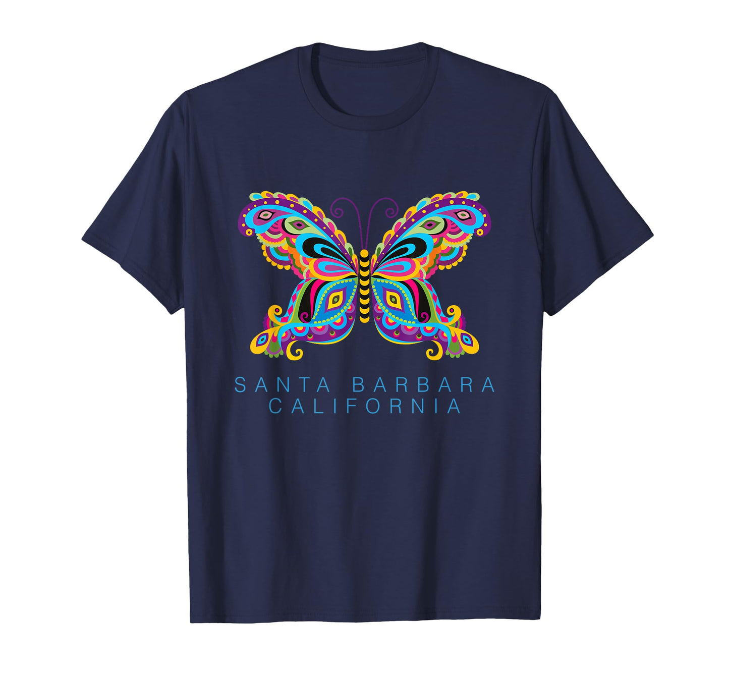 Santa Barbara California Souvenir Butterfly Graphic T-Shirt