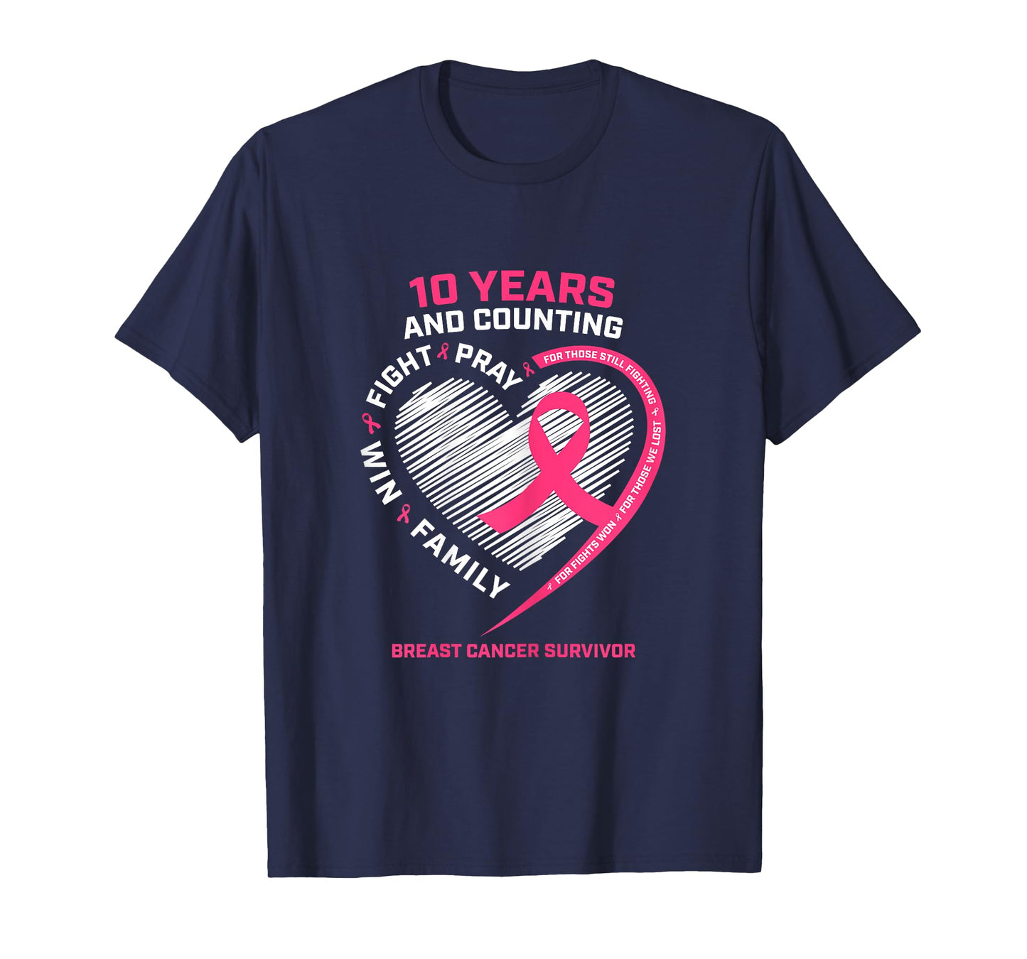 10 Years Cancer Free Gifts 10 Year Breast Cancer Survivor T-Shirt