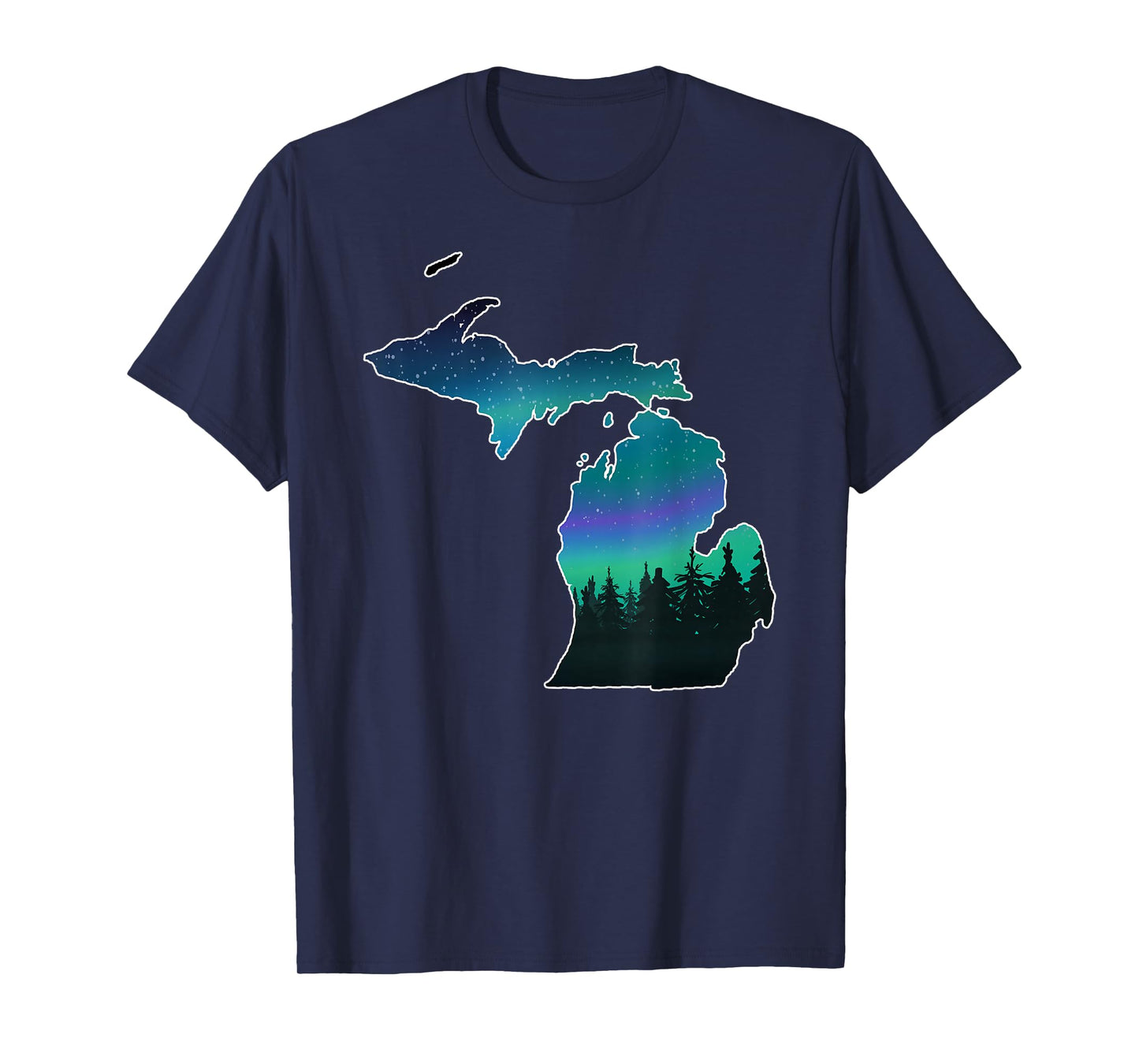 Michigan Great Lakes Men Women Summer Northern Lights T-Shirt