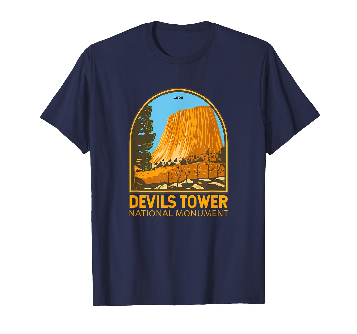 Devils Tower National Monument Wyoming Emblem Vintage T-Shirt