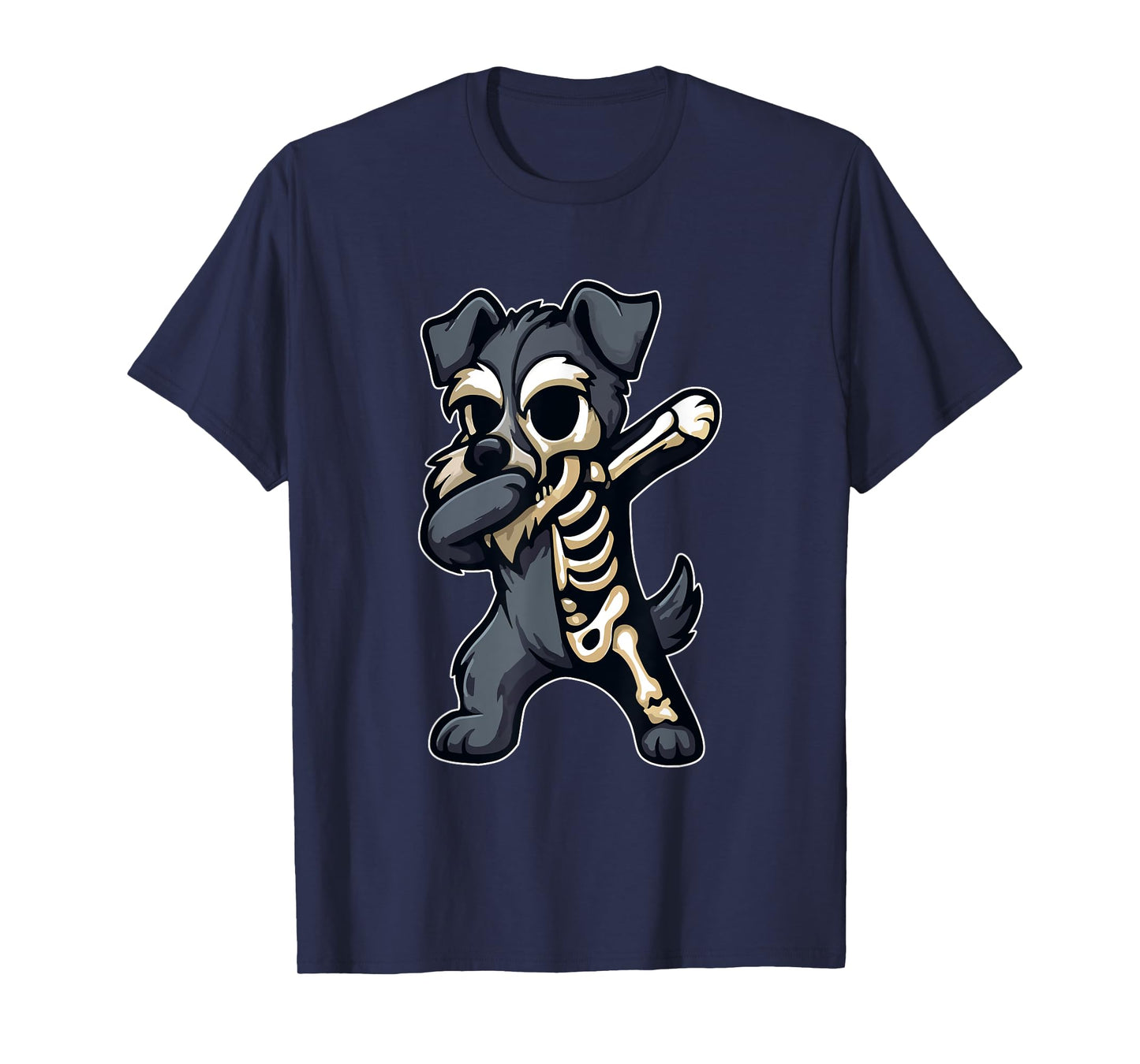 Dabbing Schnauzer Half Skeleton Halloween Costume Owner T-Shirt