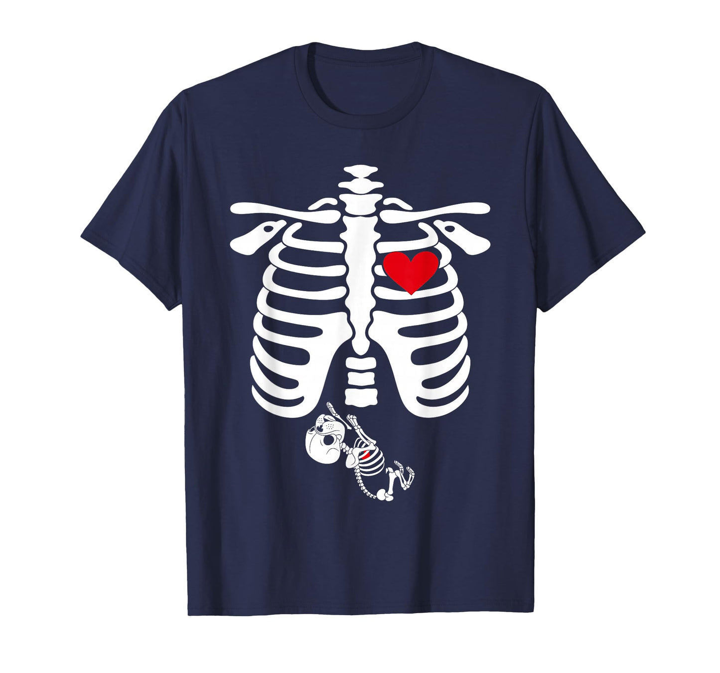Skeleton Pregnancy Announcement English Bulldog Halloween T-Shirt