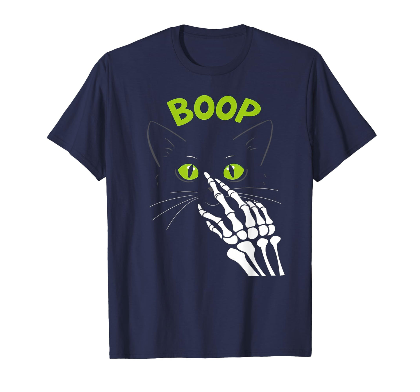 Skeleton Hand Boop On A Cat's Nose Funny Halloween Graphic T-Shirt