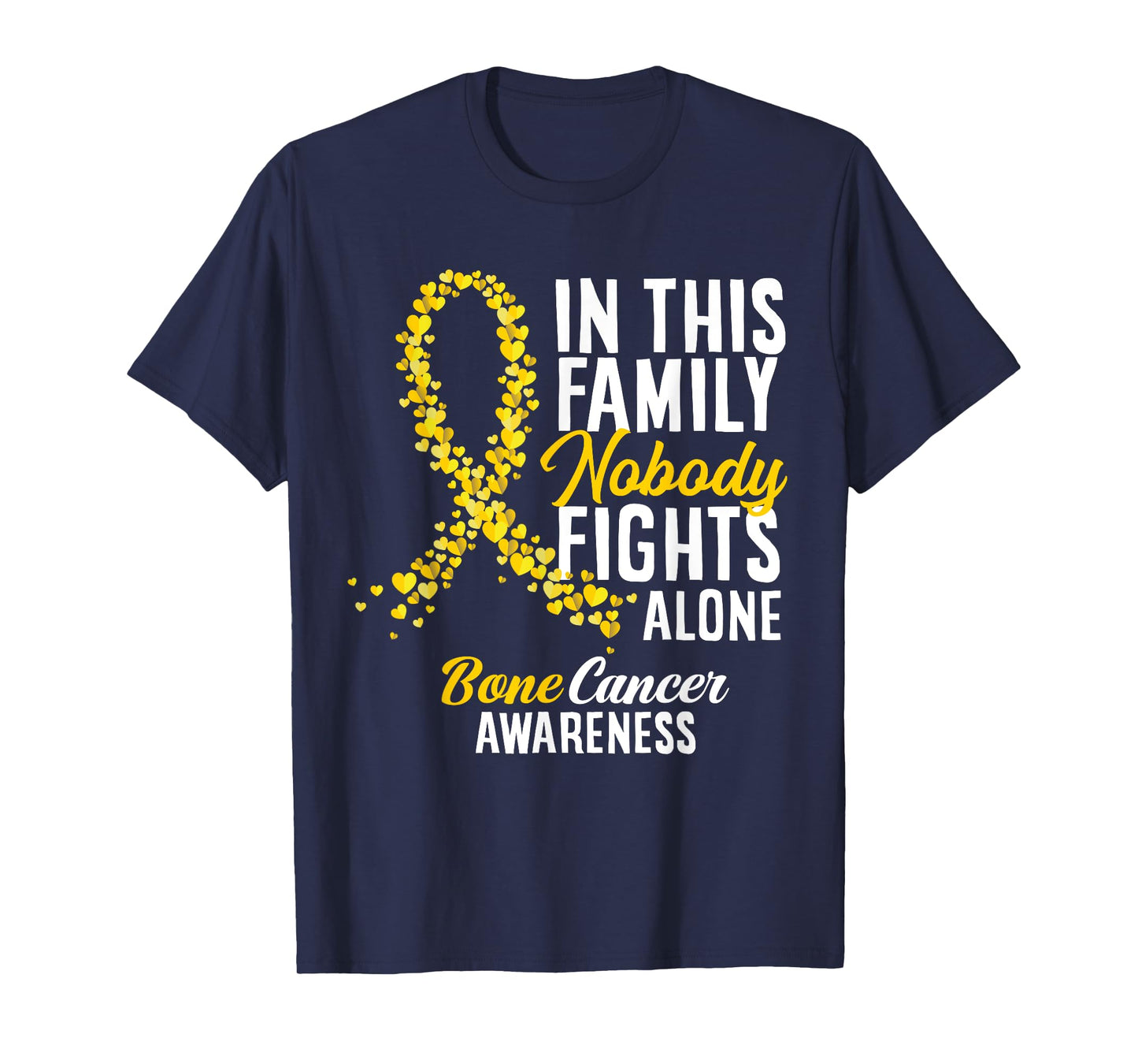 In This Family Nobody Fights Alone Bone Cancer Awareness T-Shirt