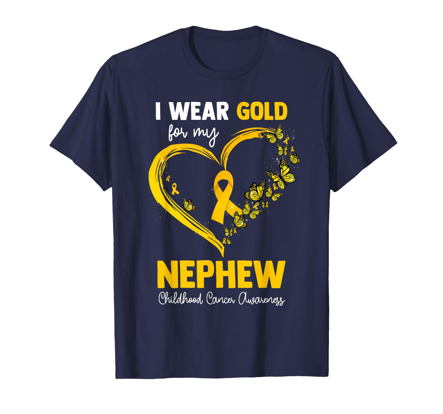 I Wear Gold For My Nephew Childhood Cancer Heart Ribbon T-Shirt