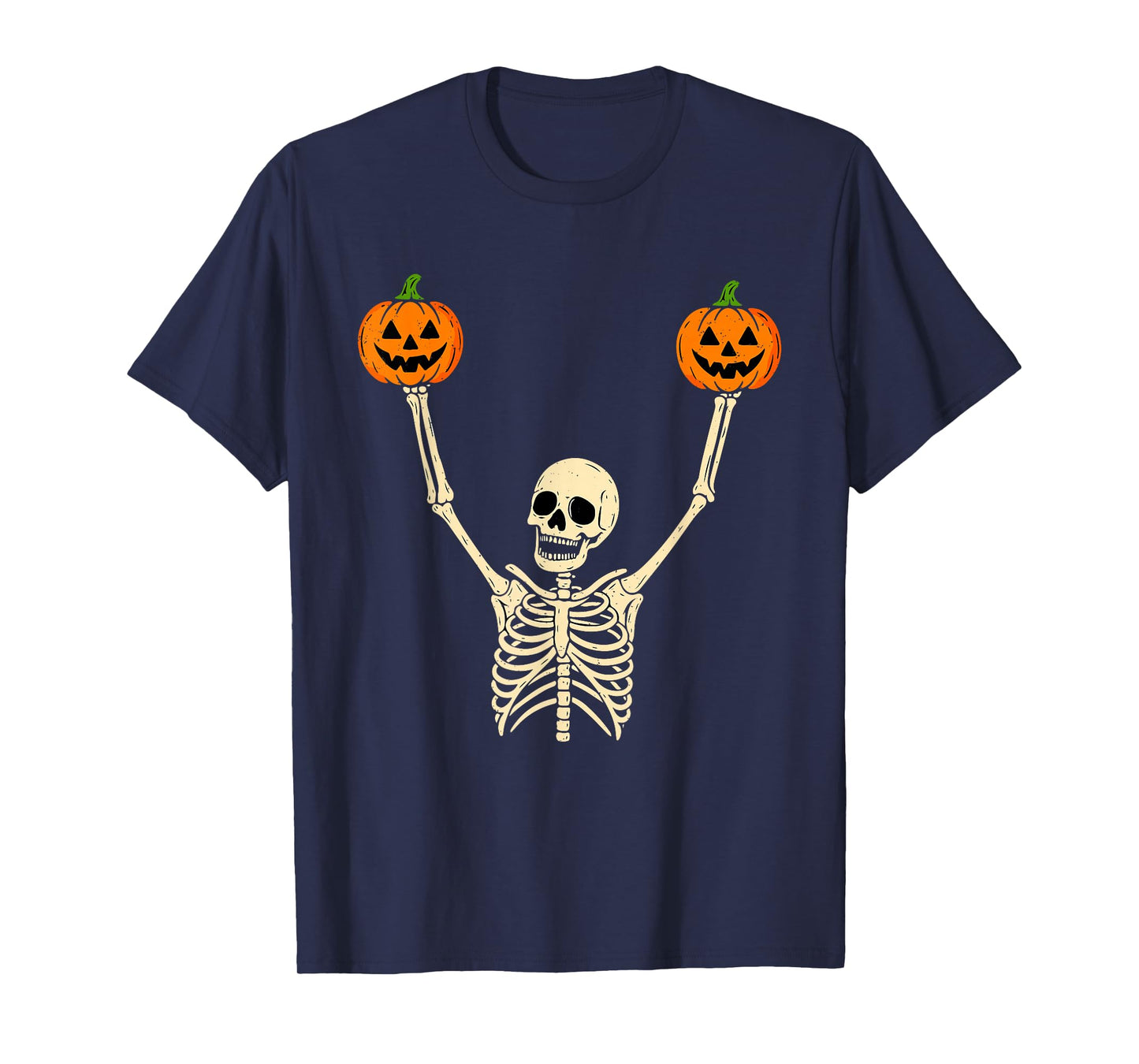 Skeleton Holding Pumpkin Halloween Funny Spooky Season T-Shirt