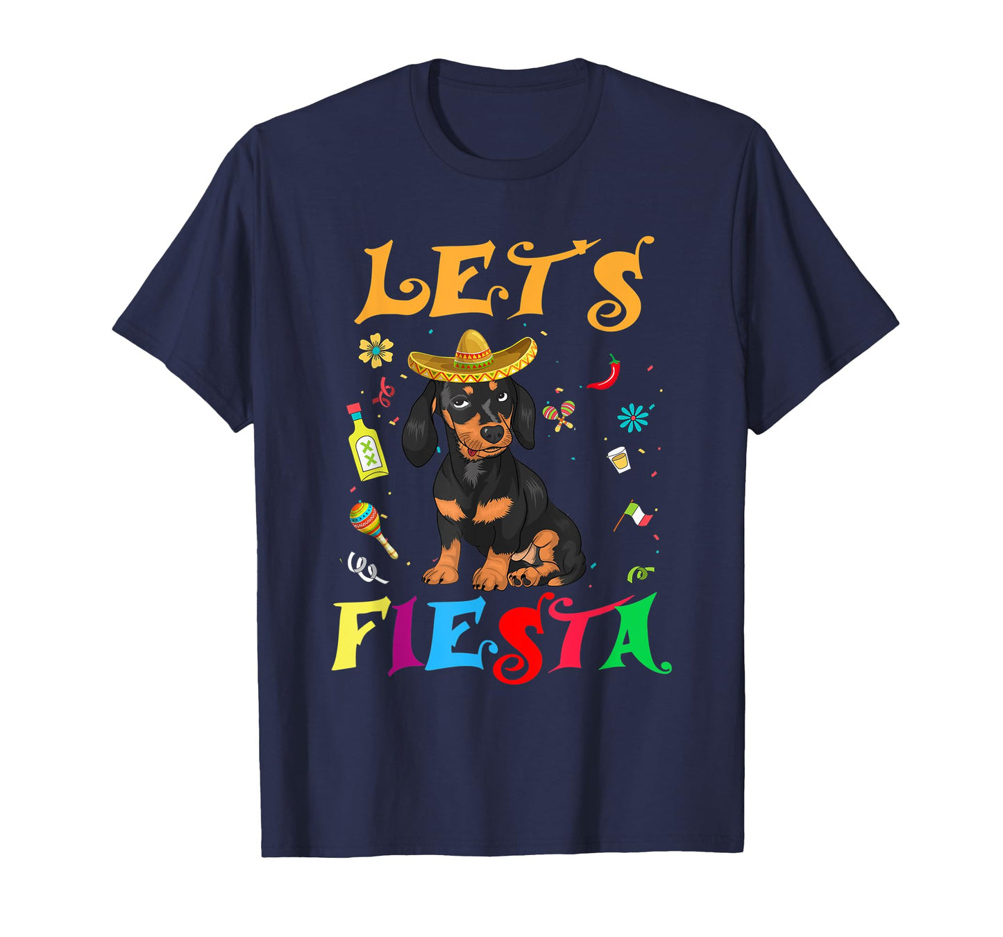 Let's Fiesta Sombrero Dachshund Dog Mexican Cinco De Mayo T-Shirt
