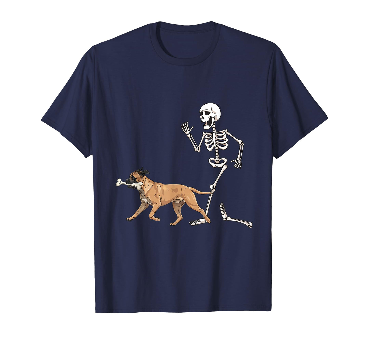 Funny Halloween Mastiff and Skeleton T-Shirt