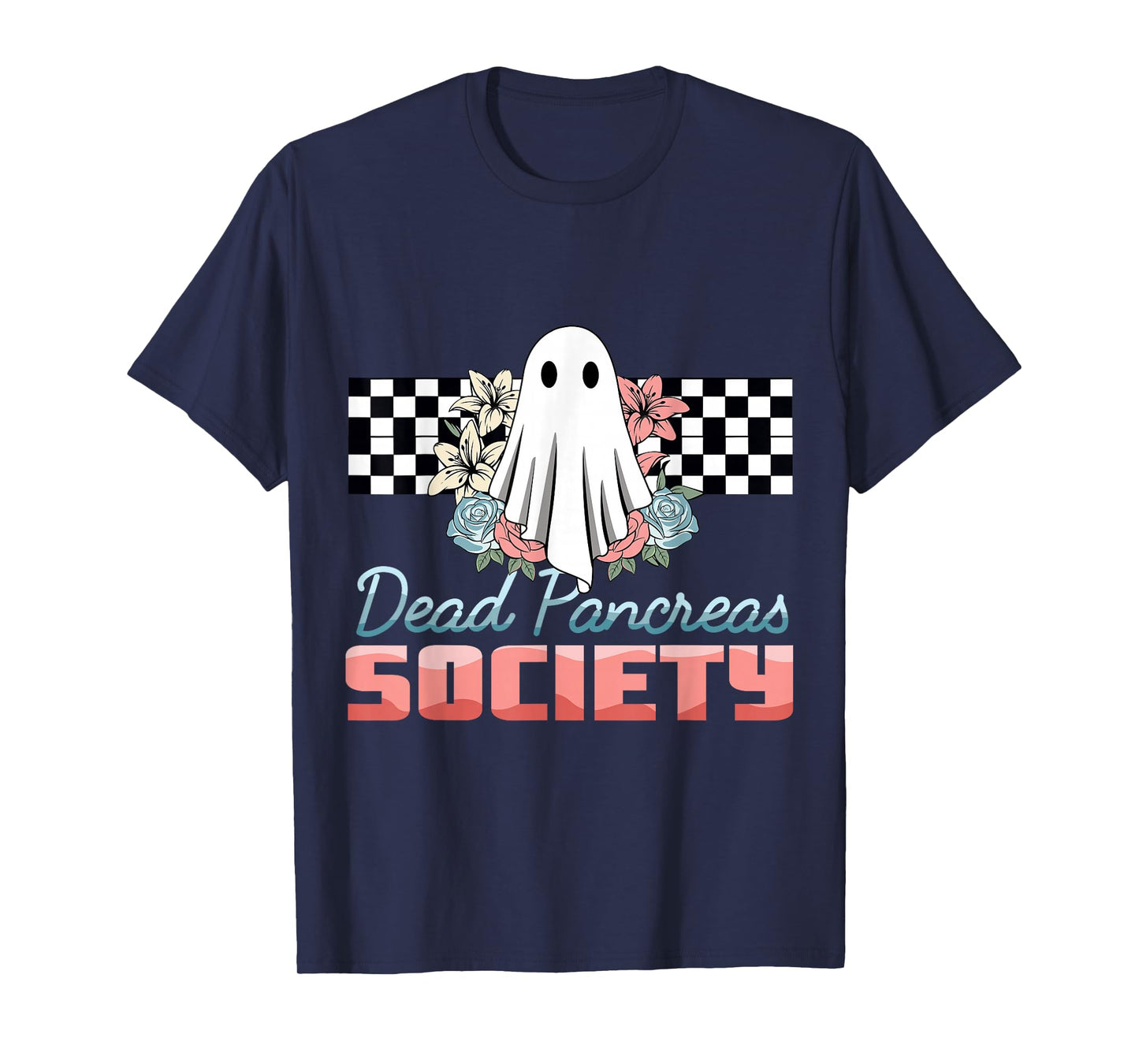 Dead Pancreas Society Halloween Ghost Floral Retro Vintage T-Shirt