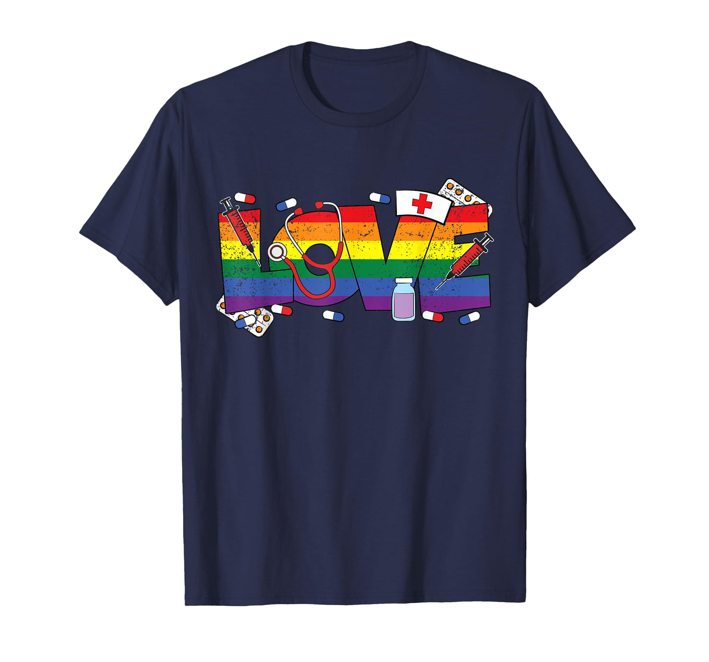 Gay Nurse LGBT-Q Pride Rainbow Flag RN LPN Nursing T-Shirt