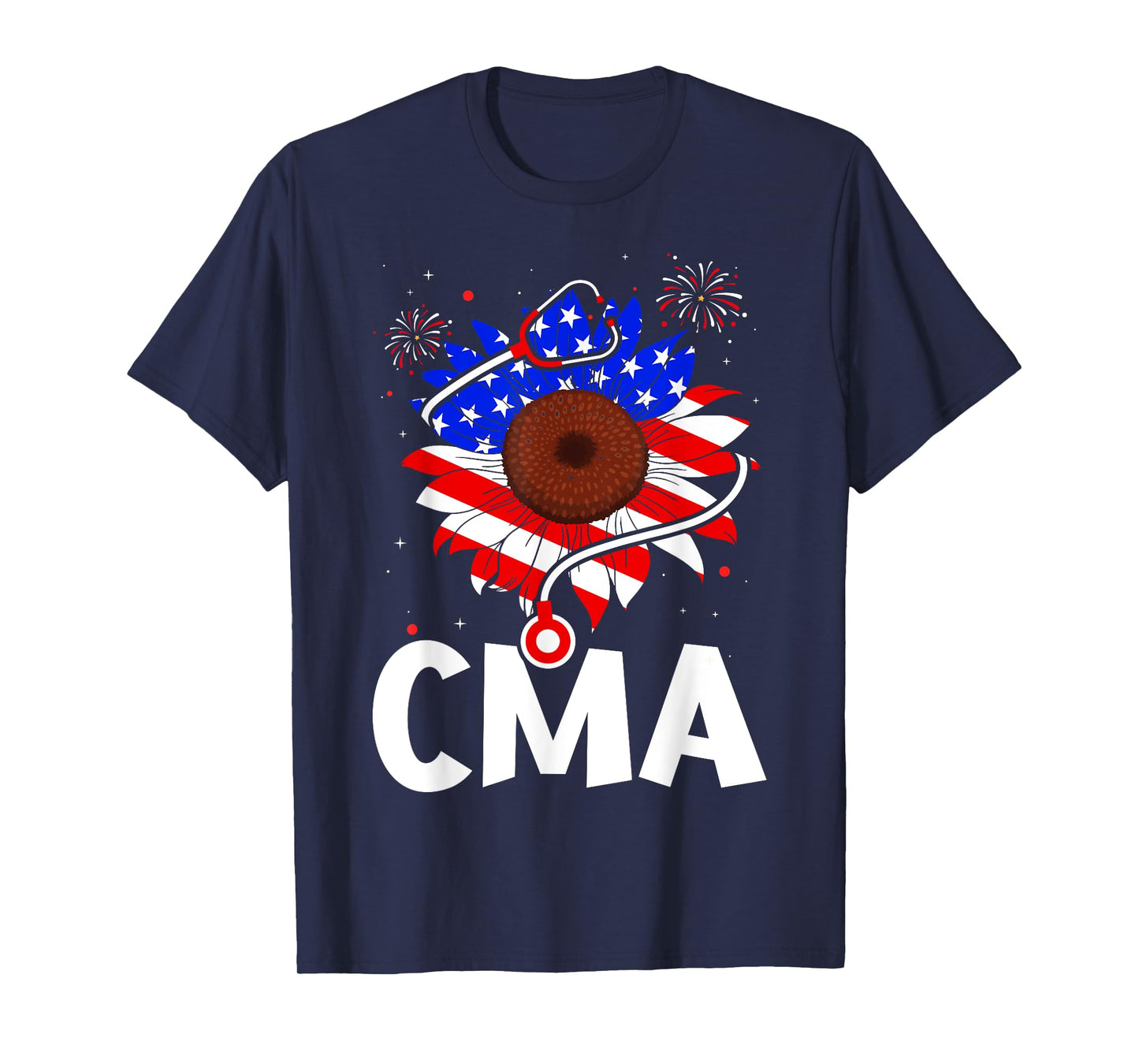 Patriotic Nurse CMA 4th Of July American Flag Sunflower Love T-Shirt for Women Kids Men