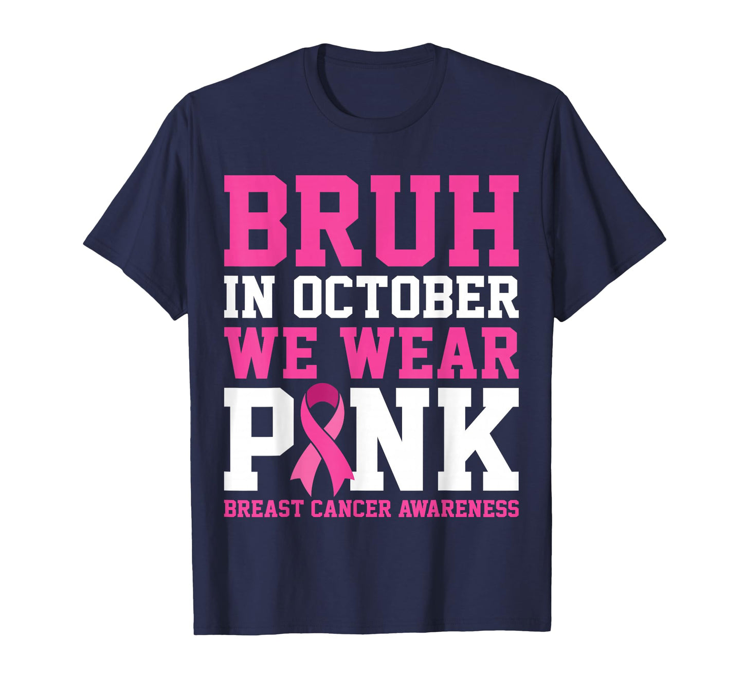 Bruh In October Wear Pink Breast Cancer Awareness Kids Boys T-Shirt