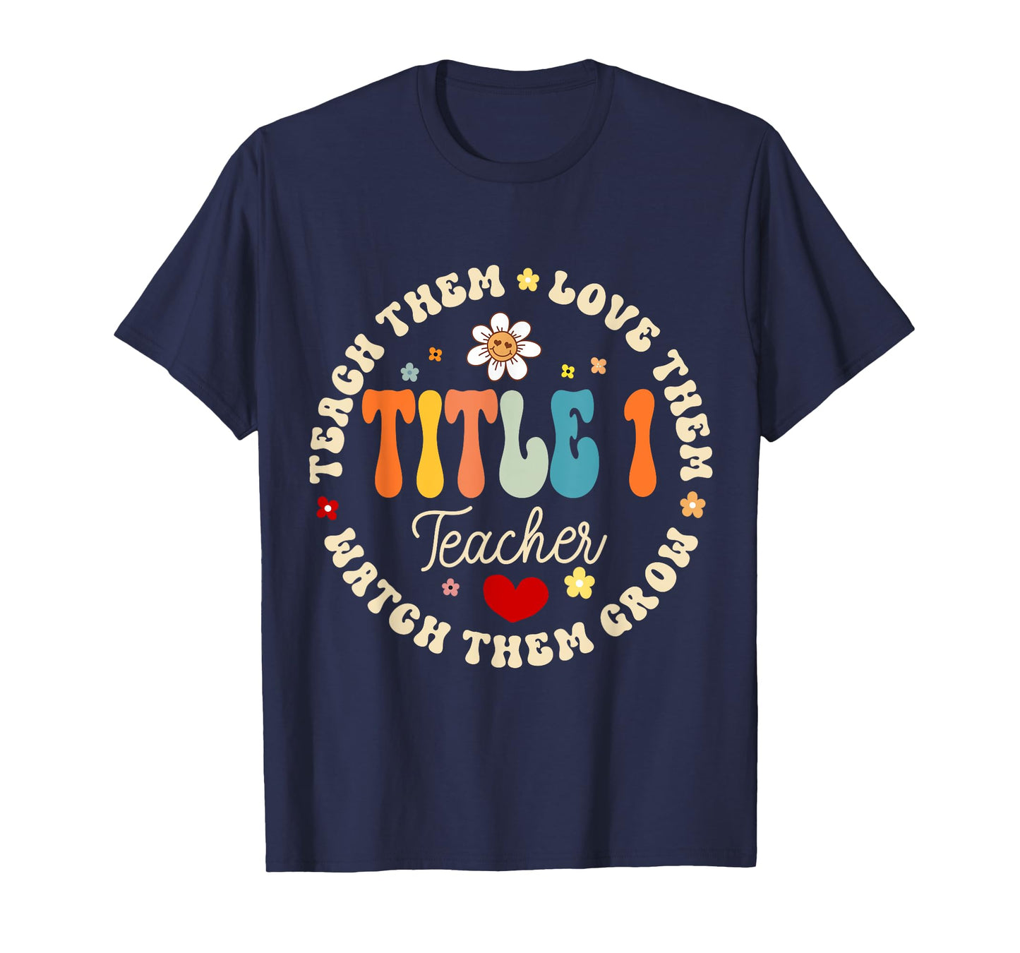 Groovy Title 1 teacher squad cute title 1 Reading Men Women Kids T-Shirt
