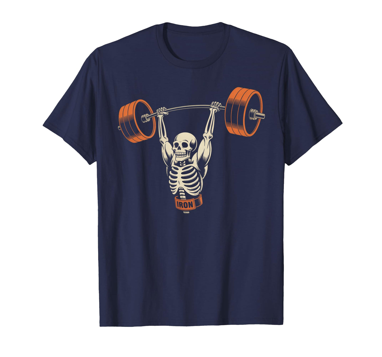 Funny Skeleton Images Skeleton Lifting Weights Too Backprint T-Shirt