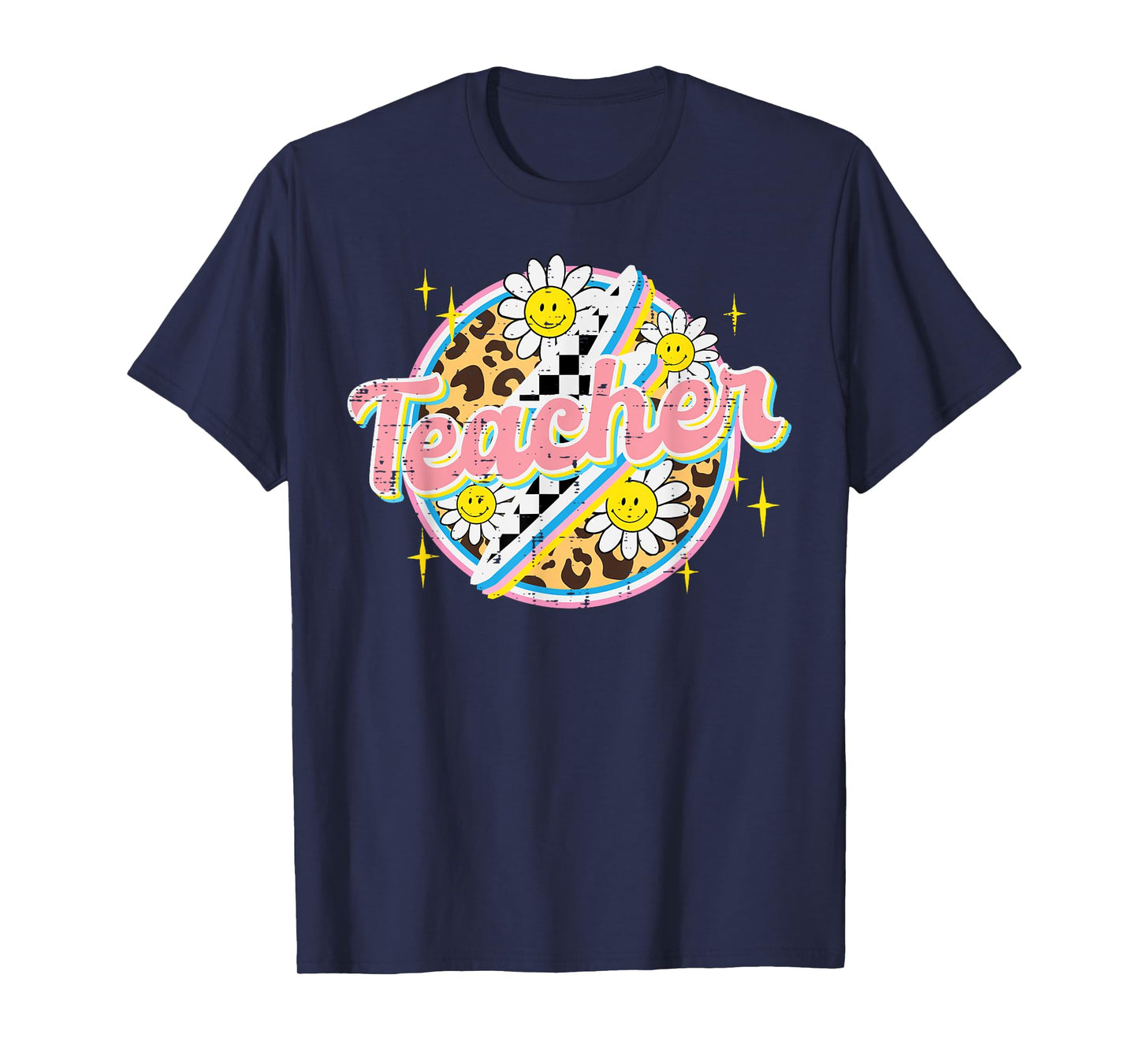 Teacher Groovy Retro Vintage Teaching Women Men T-Shirt