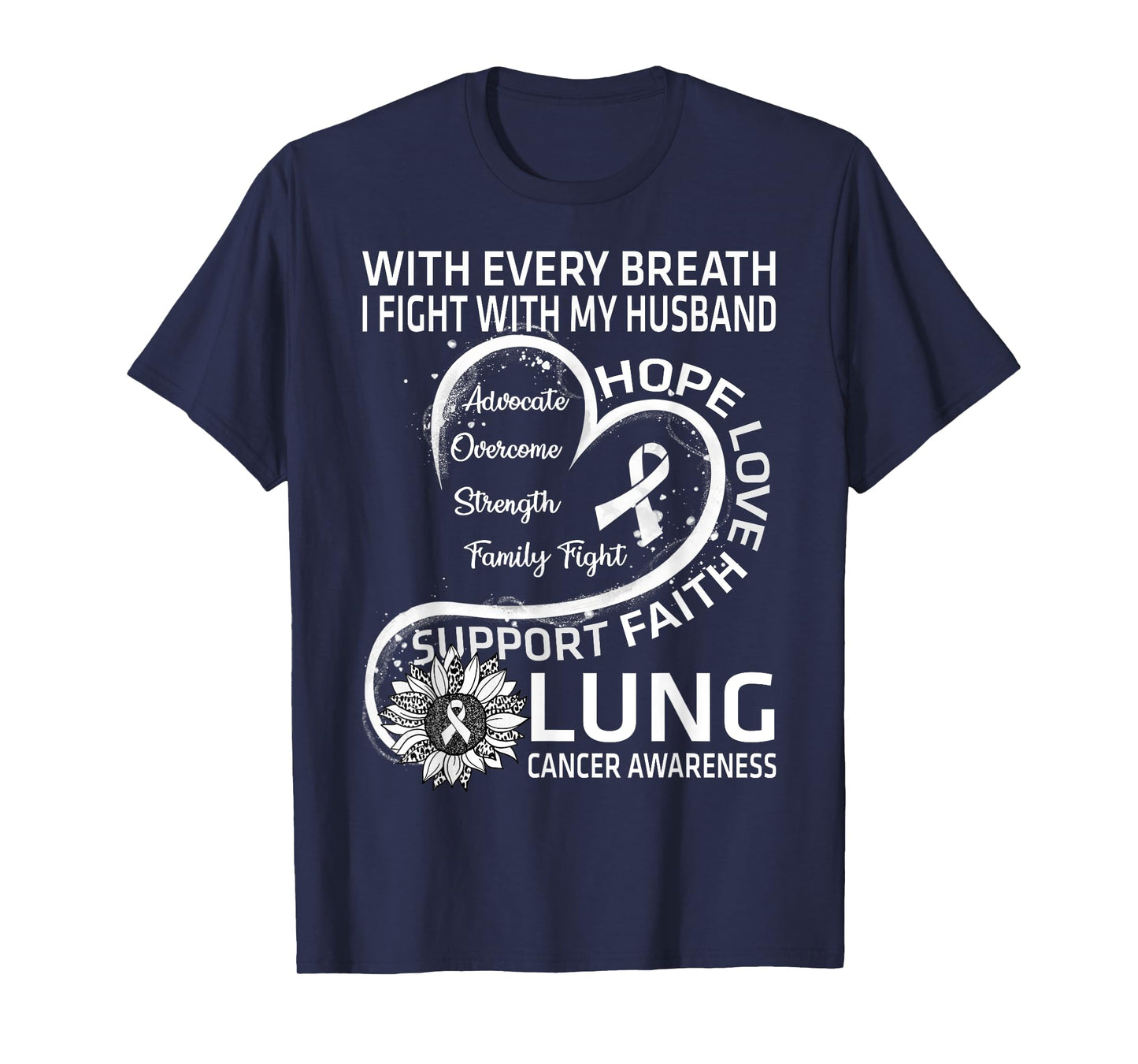 Lung Cancer Awareness Gift Husband Lung Cancer Ribbon T-Shirt