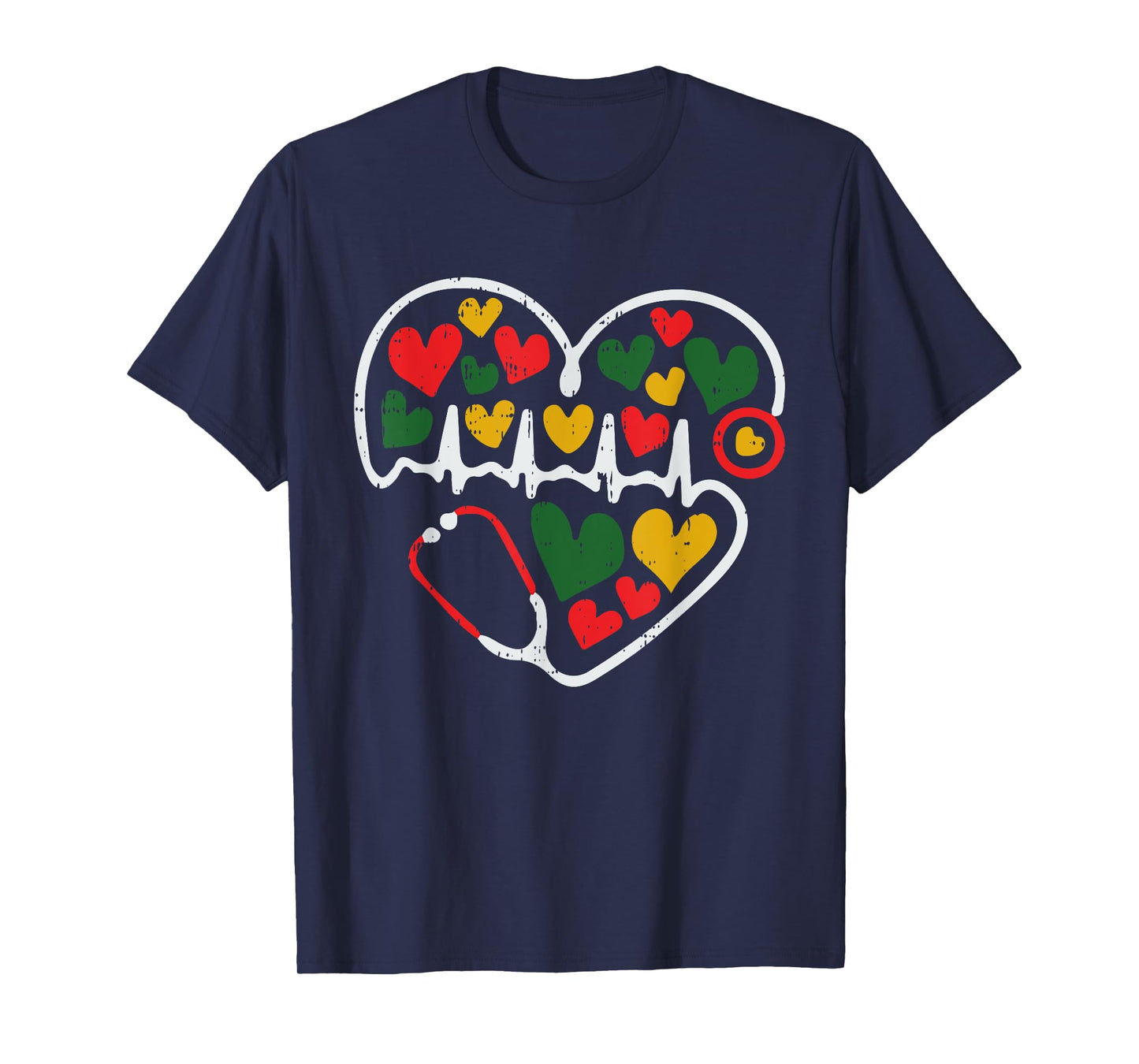Stethoscope Heart Juneteenth Melanin Nurse African American T-Shirt