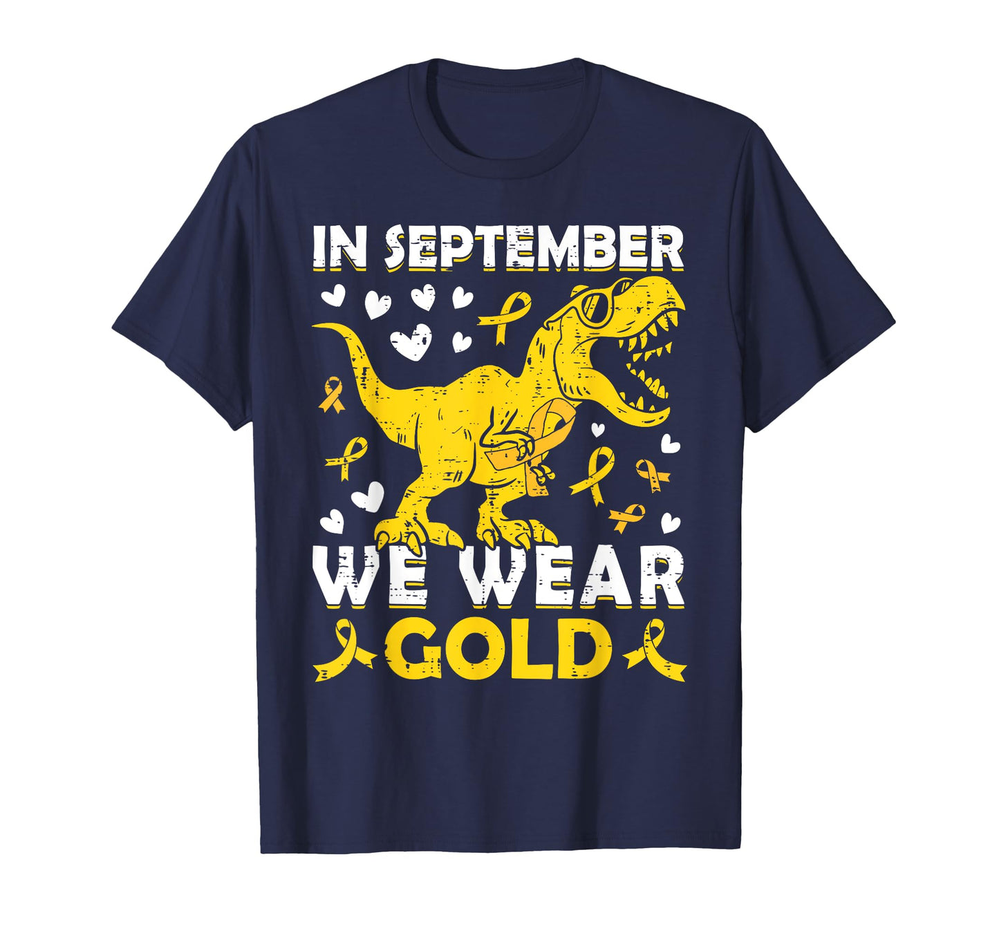 In September We Wear Gold T-Rex Childhood Cancer Awareness T-Shirt