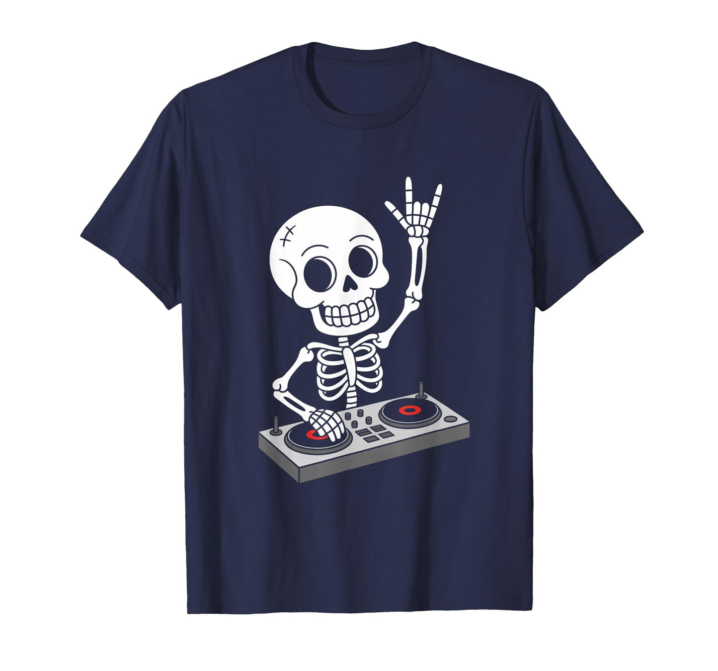 Skeleton DJ on Turntables EDM Synthesizer Rave Music Ghost T-Shirt