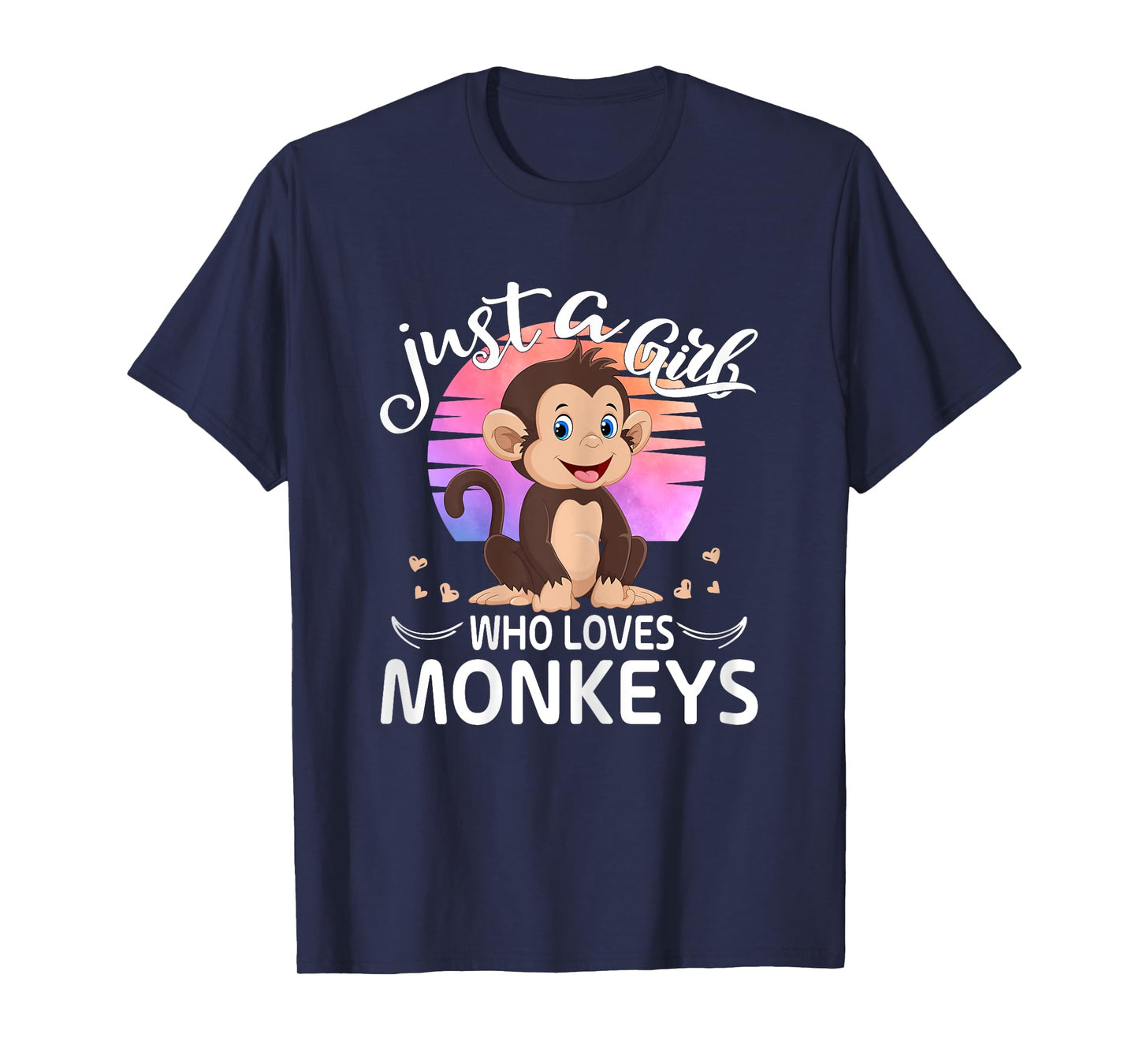 Just A Girl Who Loves Monkeys Cute Monkey Lover Girls Kids T-Shirt