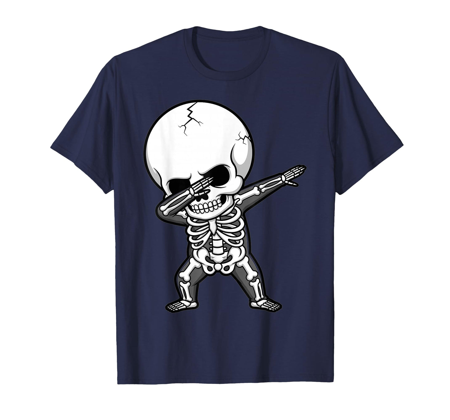 Dabbing Skeleton Funny Big Head Halloween Kids Humor T-Shirt