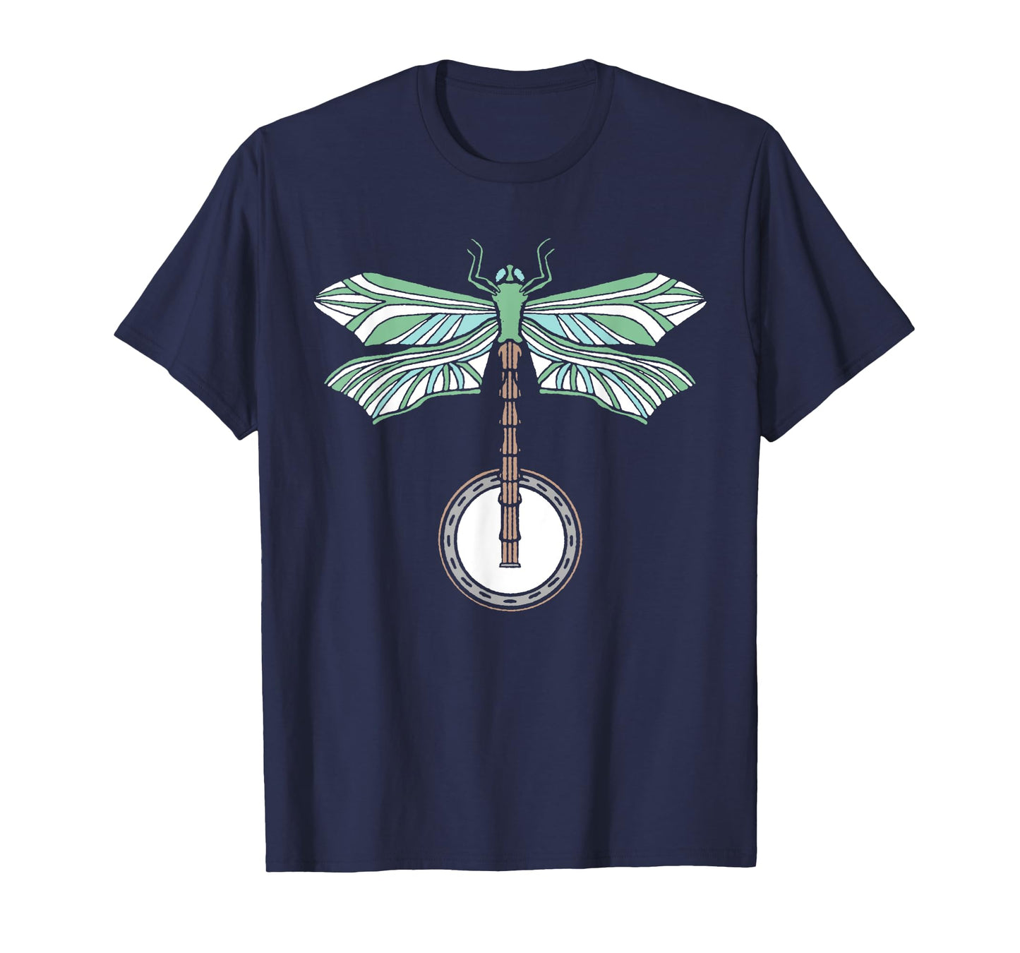 Banjo Dragonfly Artistic Illustration Vintage Retro Graphic T-Shirt