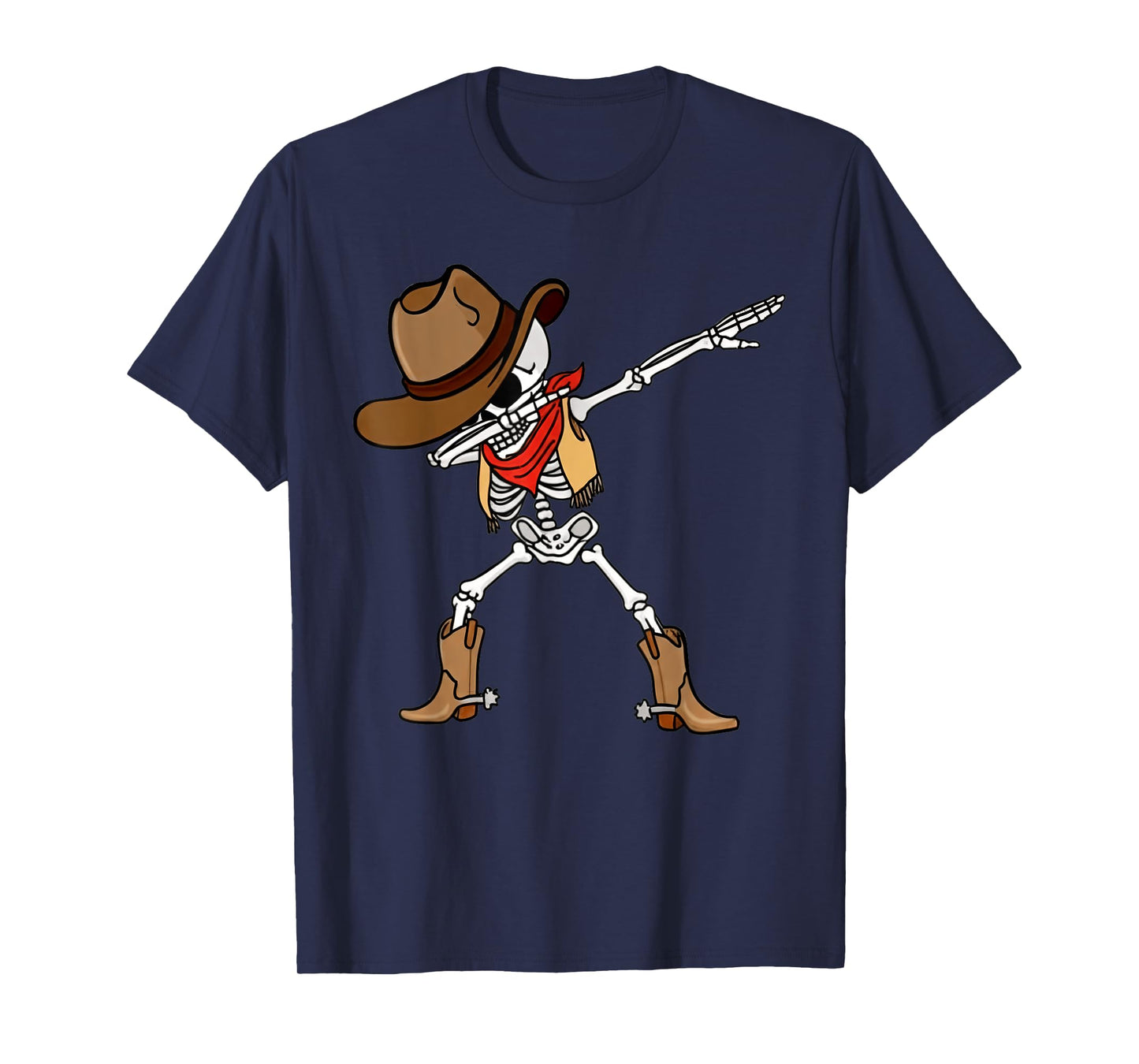 Dabbing Skeleton Cowboy Halloween Costume Spooky Season T-Shirt
