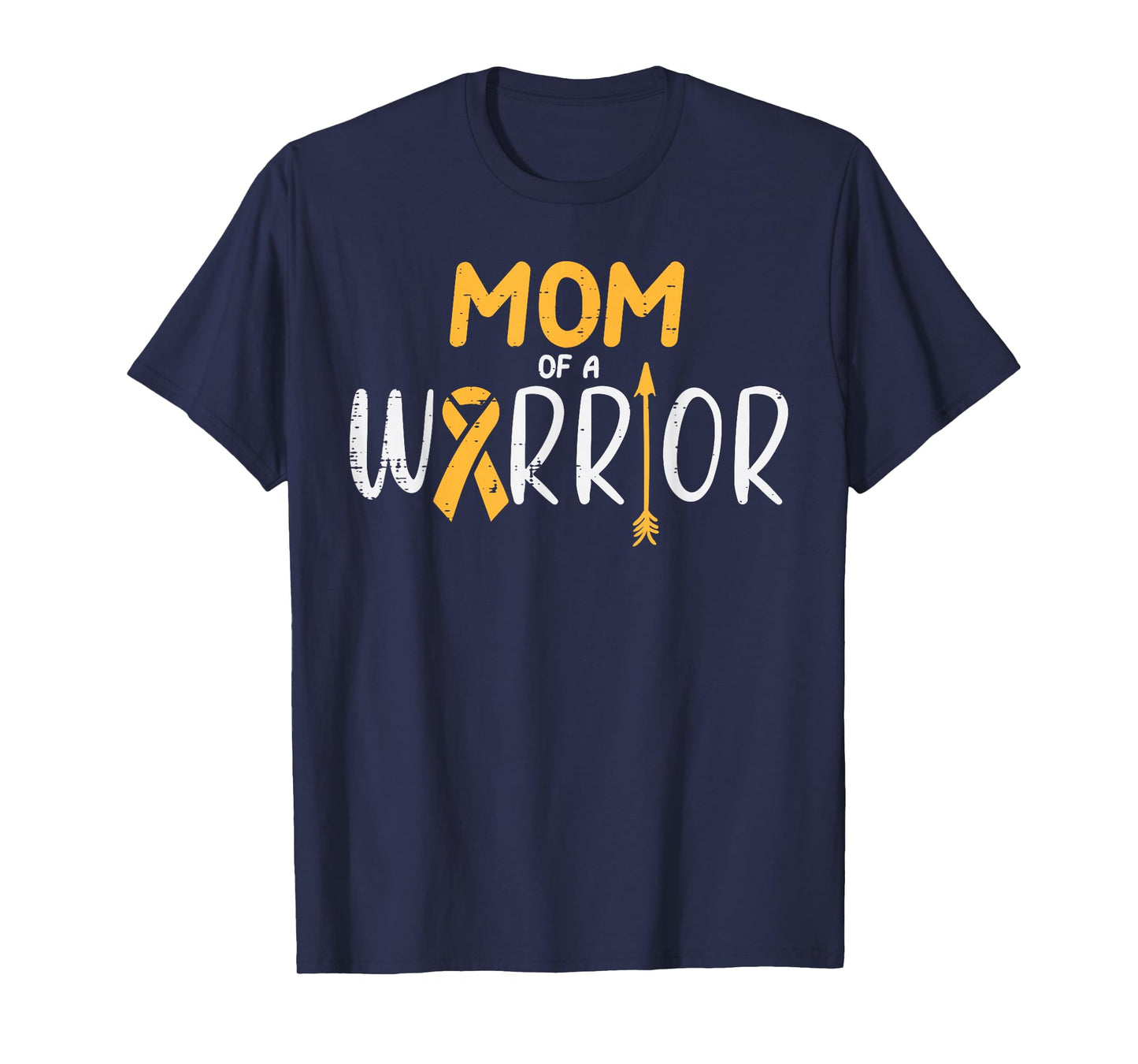 Mom Of A Warrior Childhood Cancer Ribbon Awareness Family T-Shirt